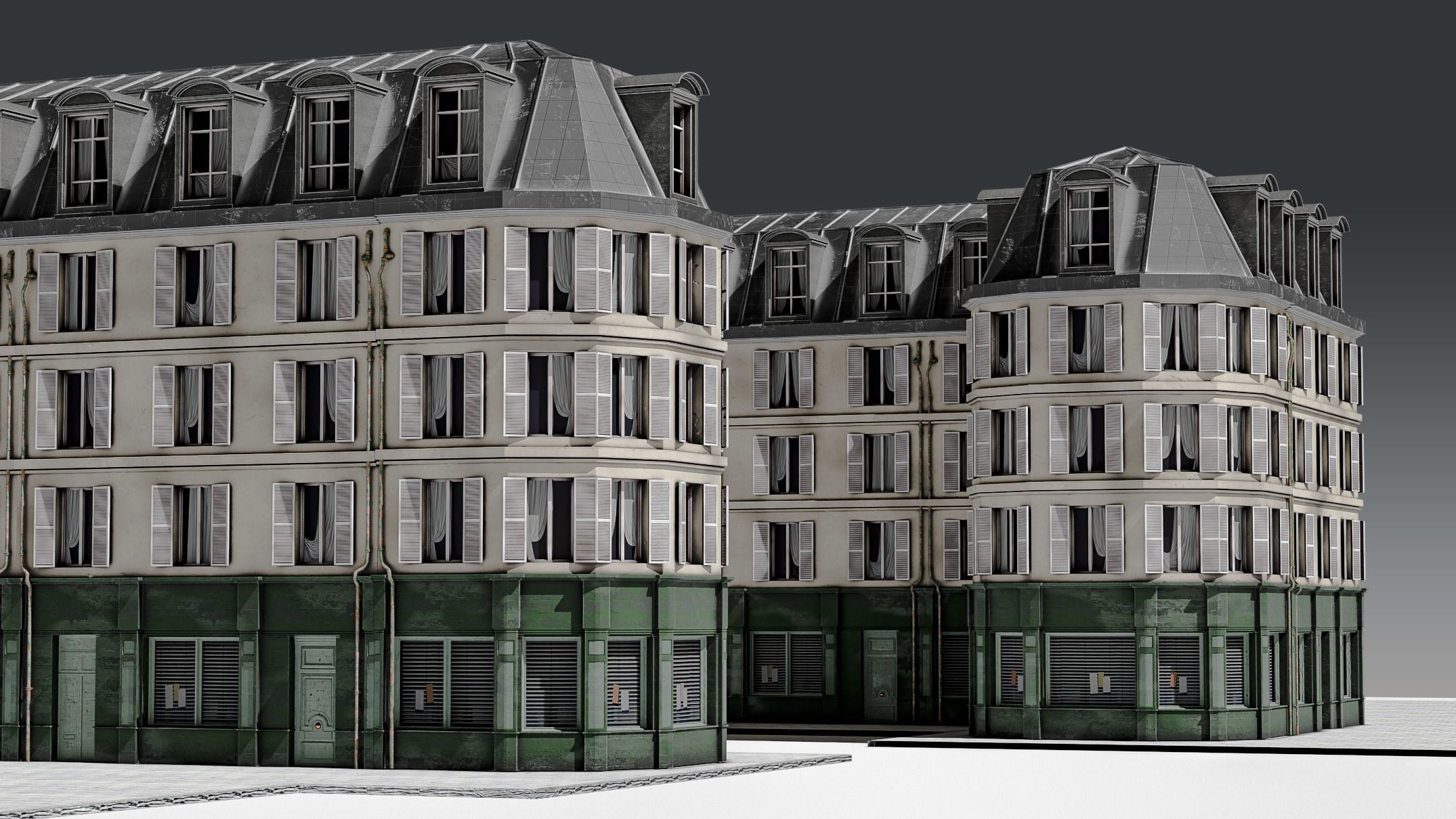 3 Piece Parisian Apartment Building Free 3D model_20