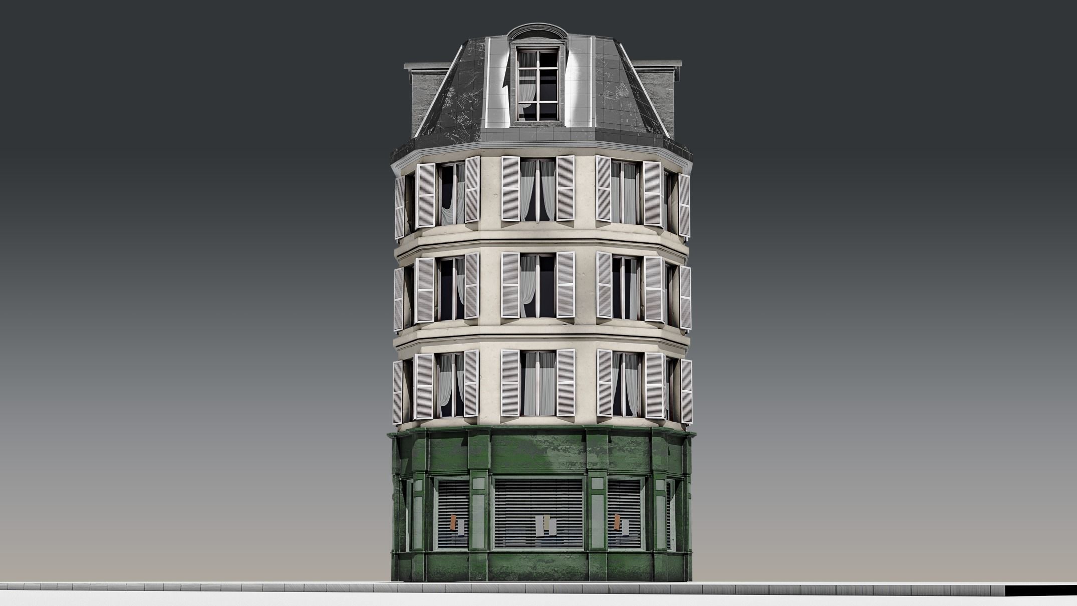 3 Piece Parisian Apartment Building Free 3D model_15