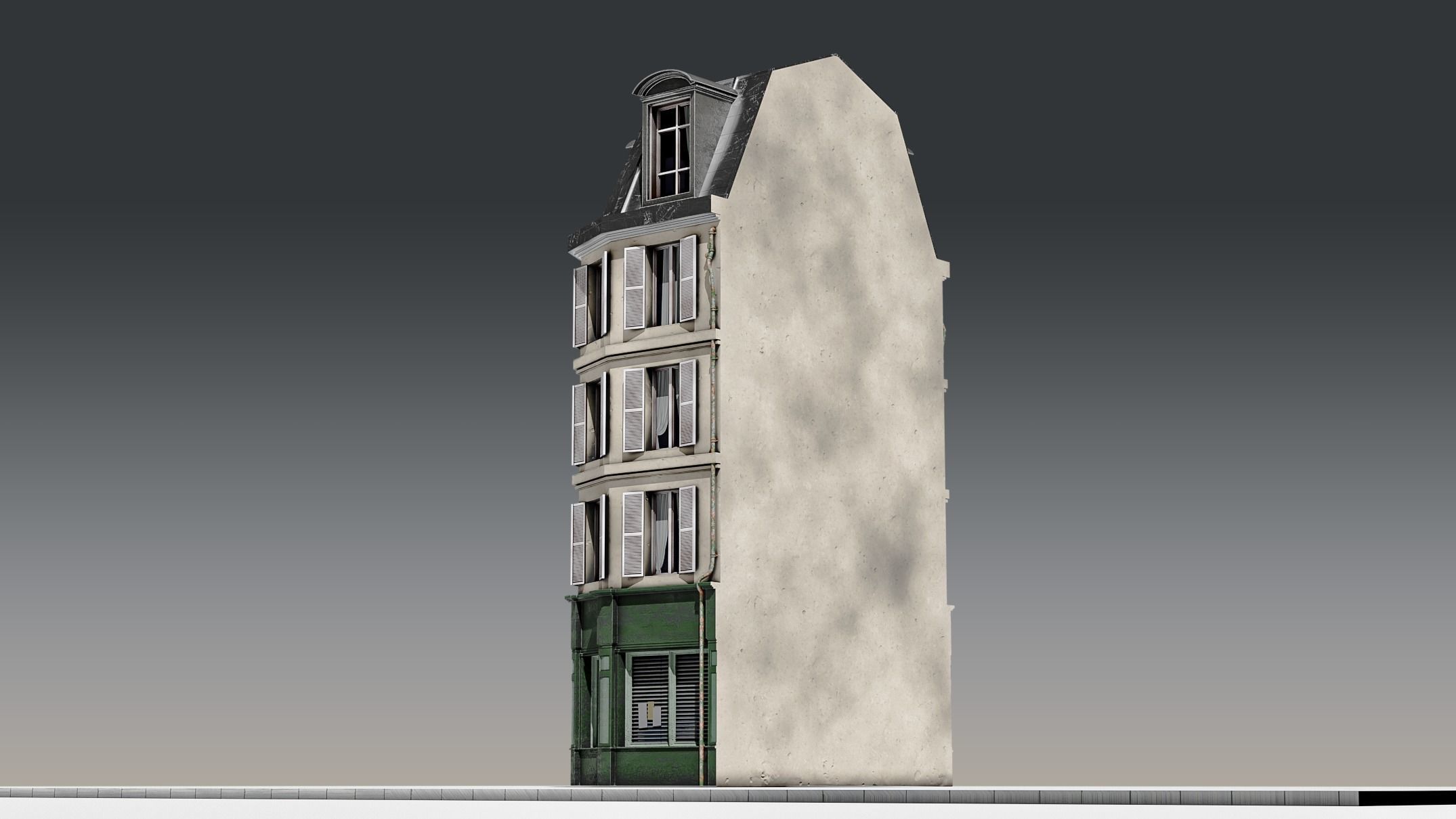 3 Piece Parisian Apartment Building Free 3D model_17