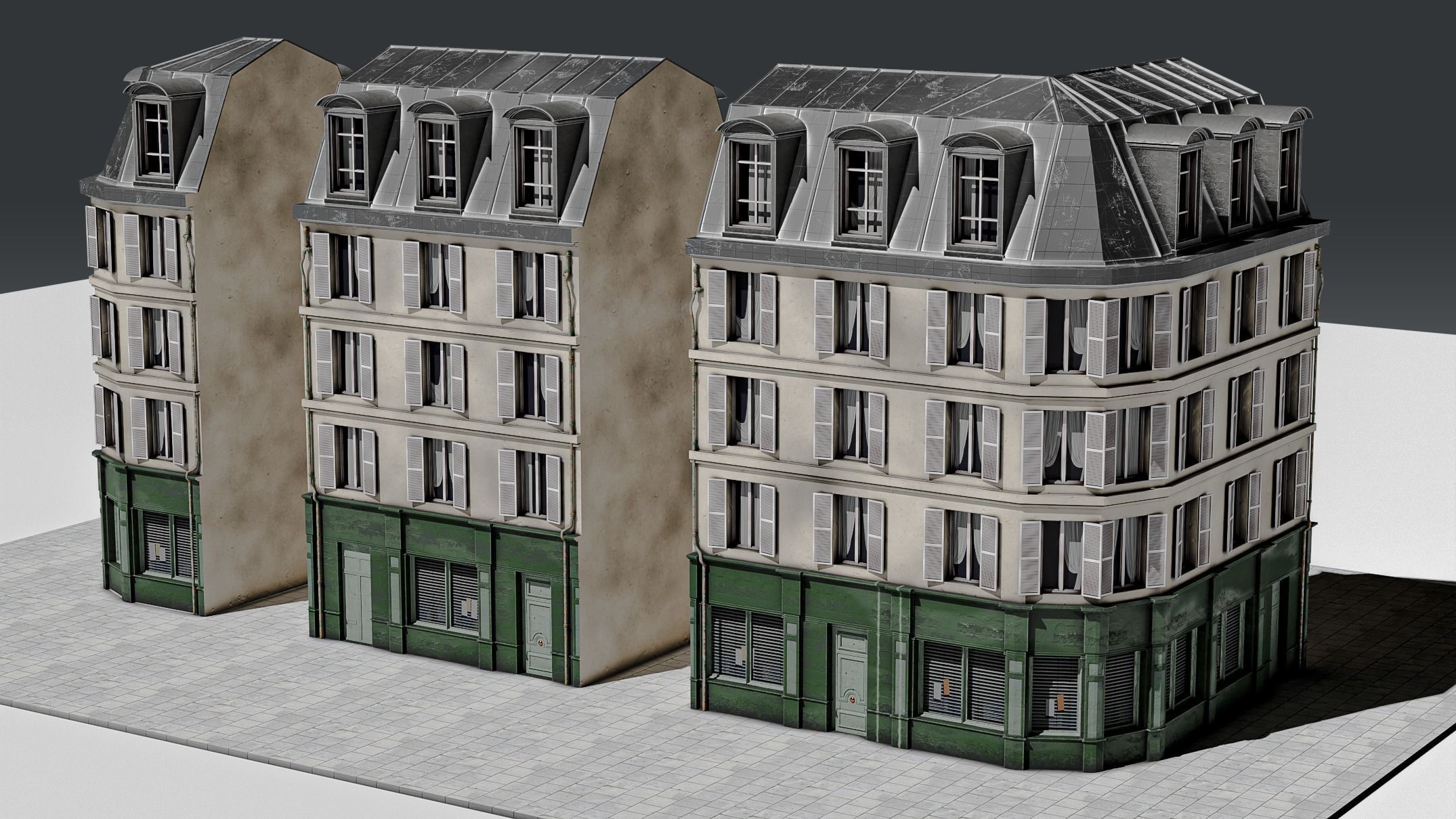 3 Piece Parisian Apartment Building Free 3D model_18