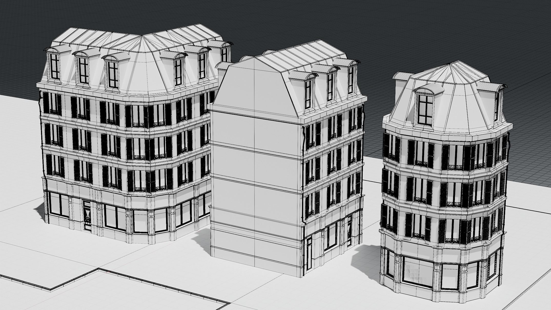 3 Piece Parisian Apartment Building Free 3D model_11