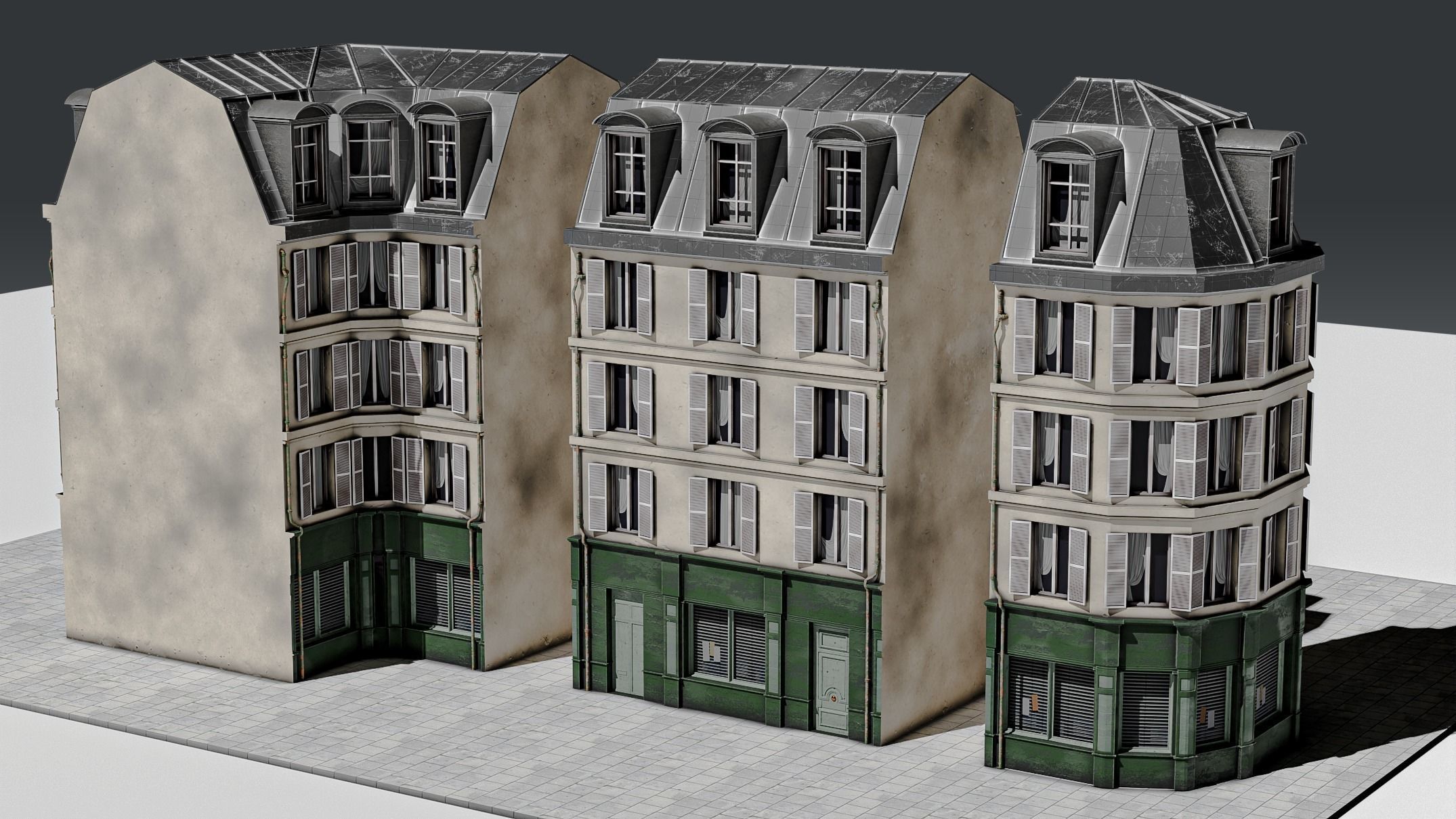 3 Piece Parisian Apartment Building Free 3D model_19