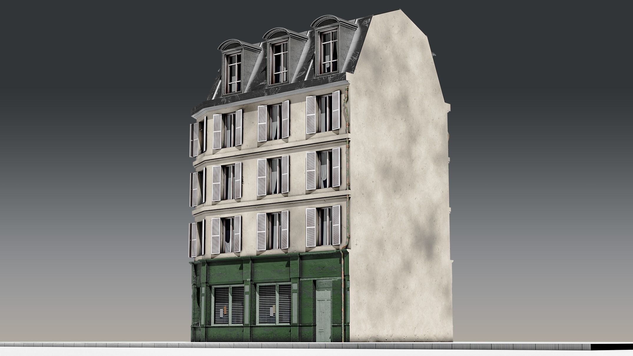 3 Piece Parisian Apartment Building Free 3D model_14