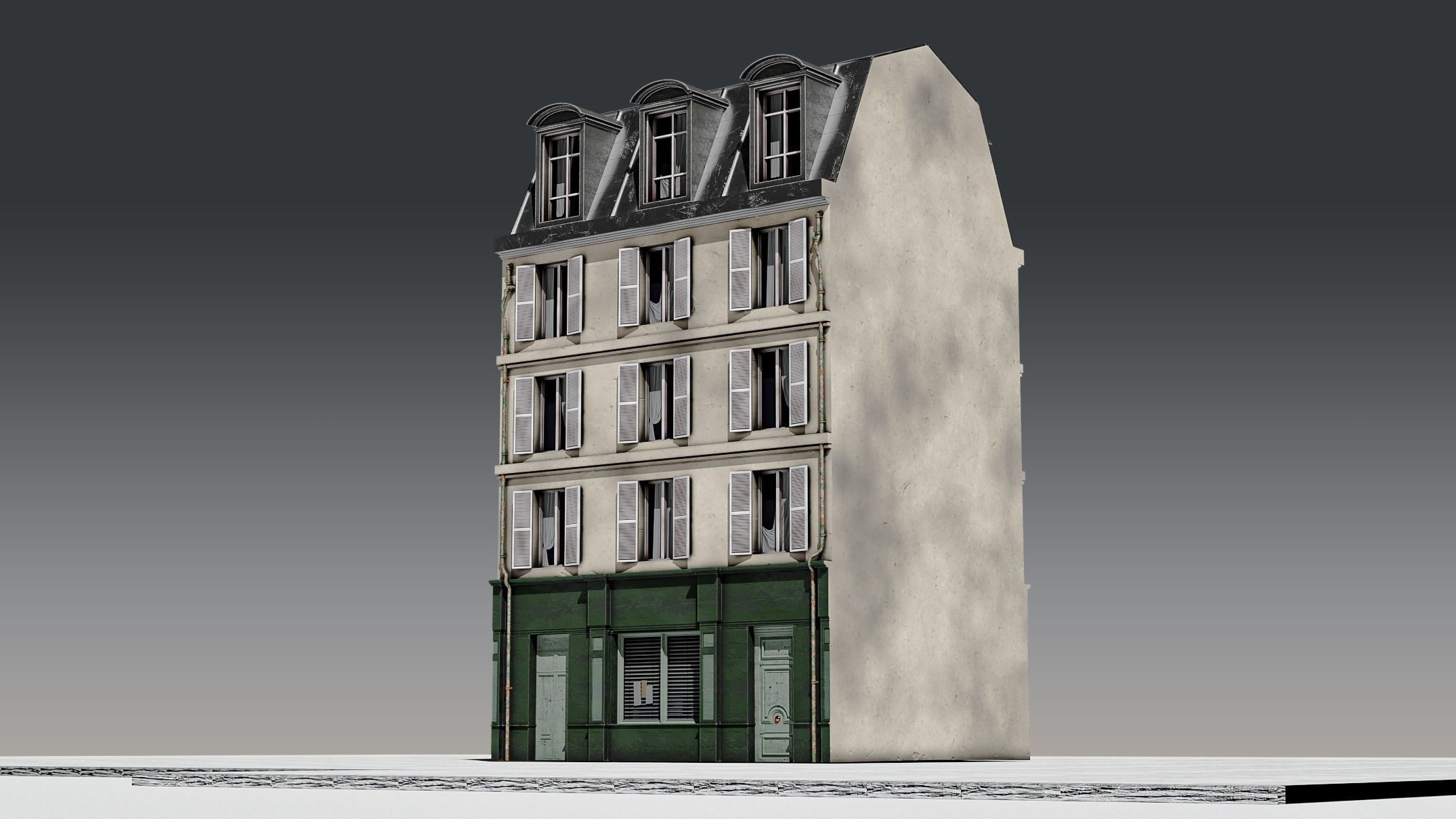3 Piece Parisian Apartment Building Free 3D model_5