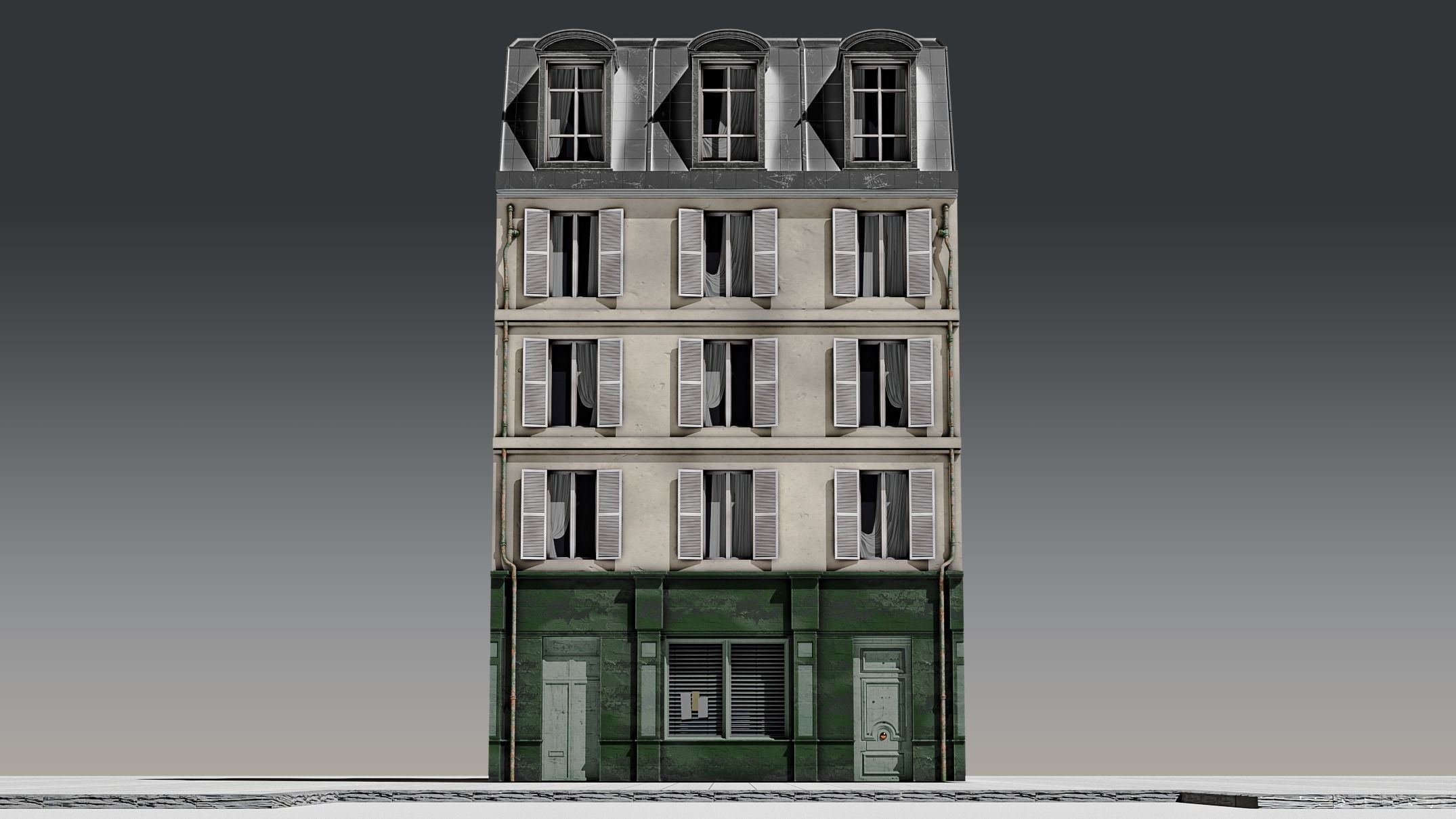 3 Piece Parisian Apartment Building Free 3D model_4