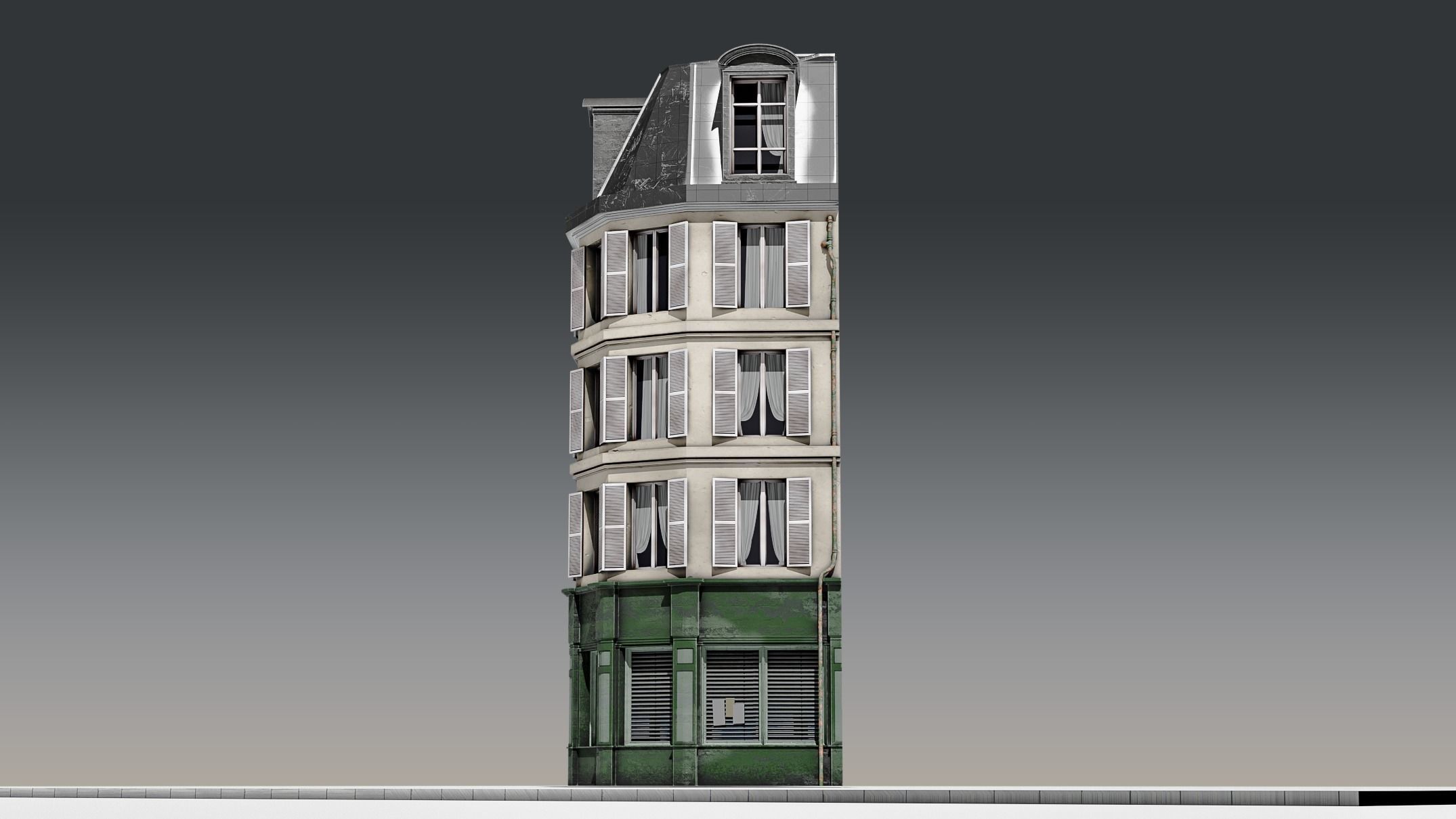 3 Piece Parisian Apartment Building Free 3D model_16