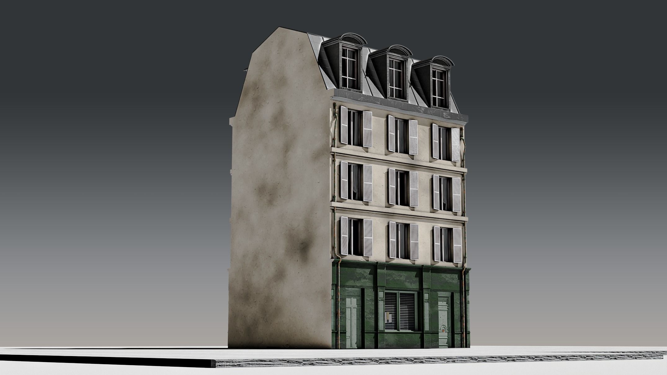 3 Piece Parisian Apartment Building Free 3D model_6