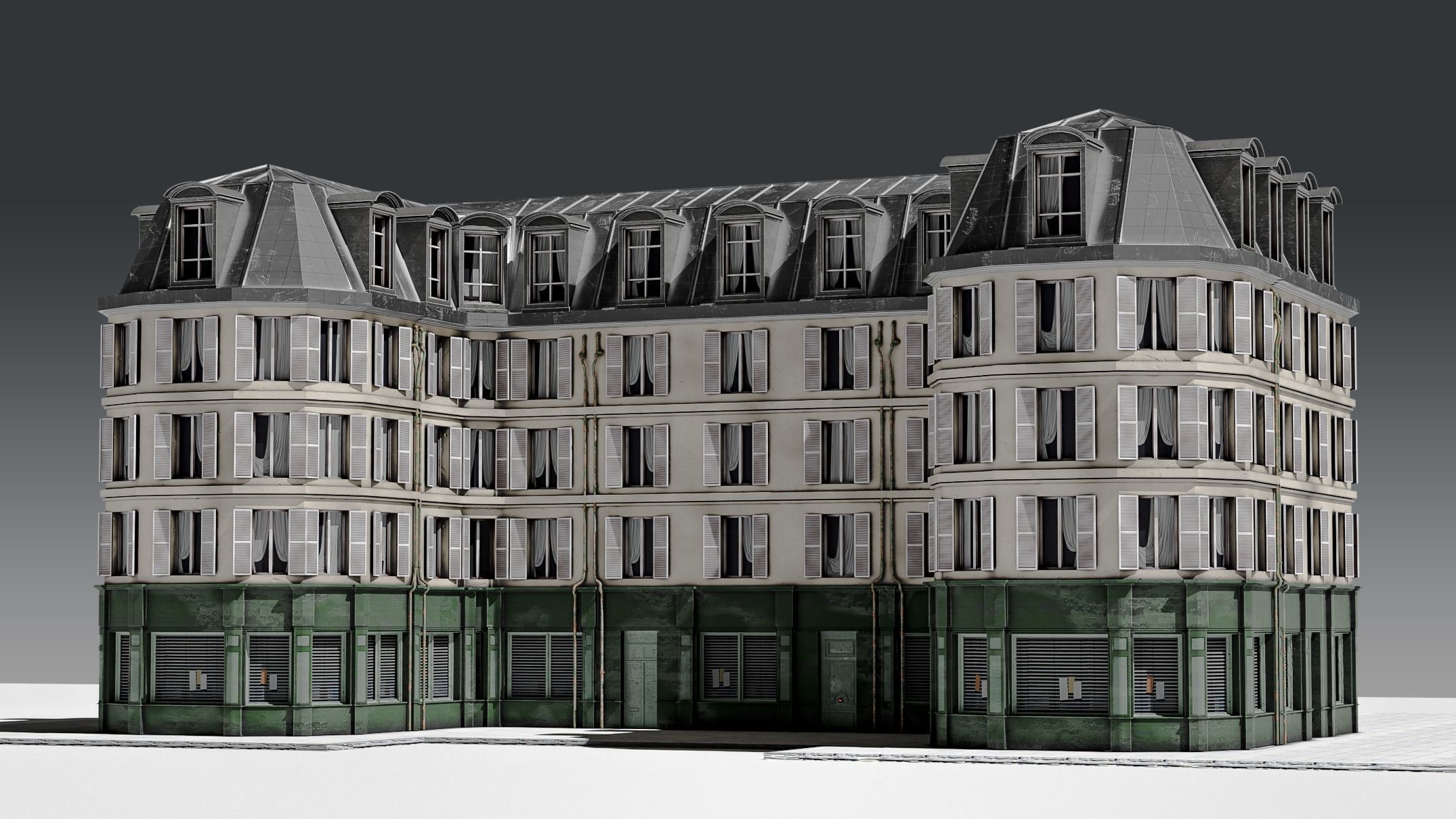 3 Piece Parisian Apartment Building Free 3D model_21