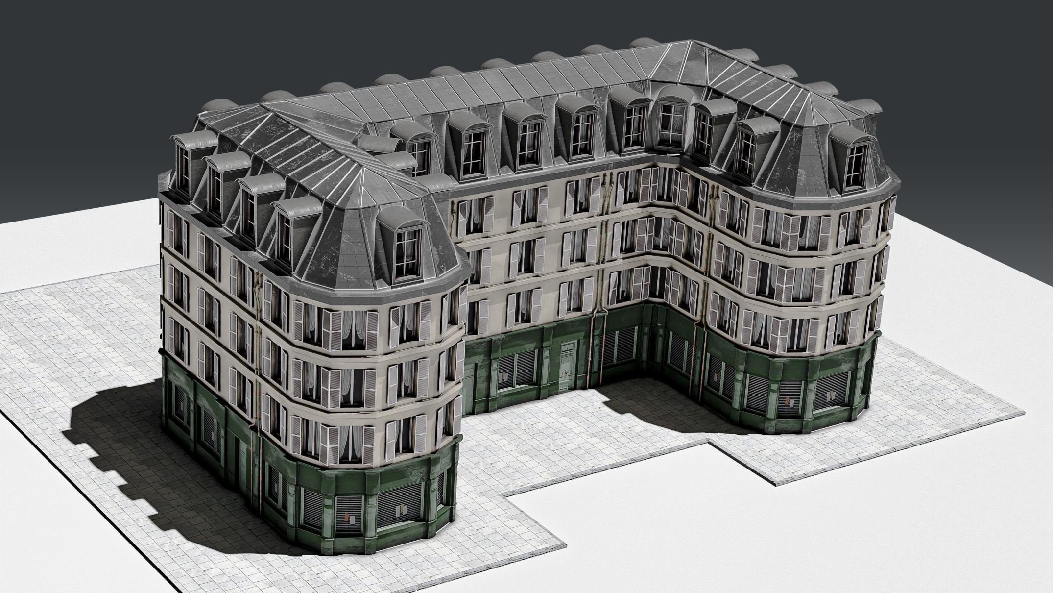 3 Piece Parisian Apartment Building Free 3D model_22