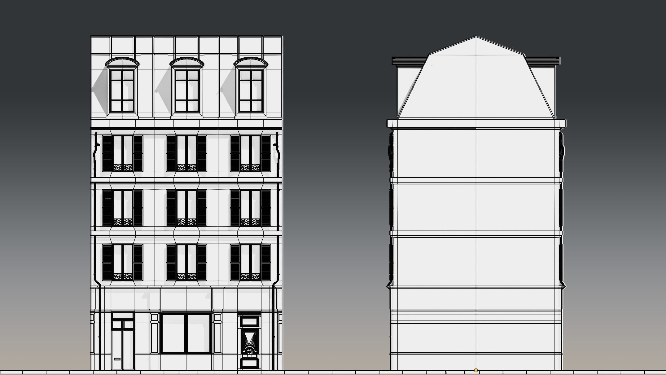 3 Piece Parisian Apartment Building Free 3D model_7