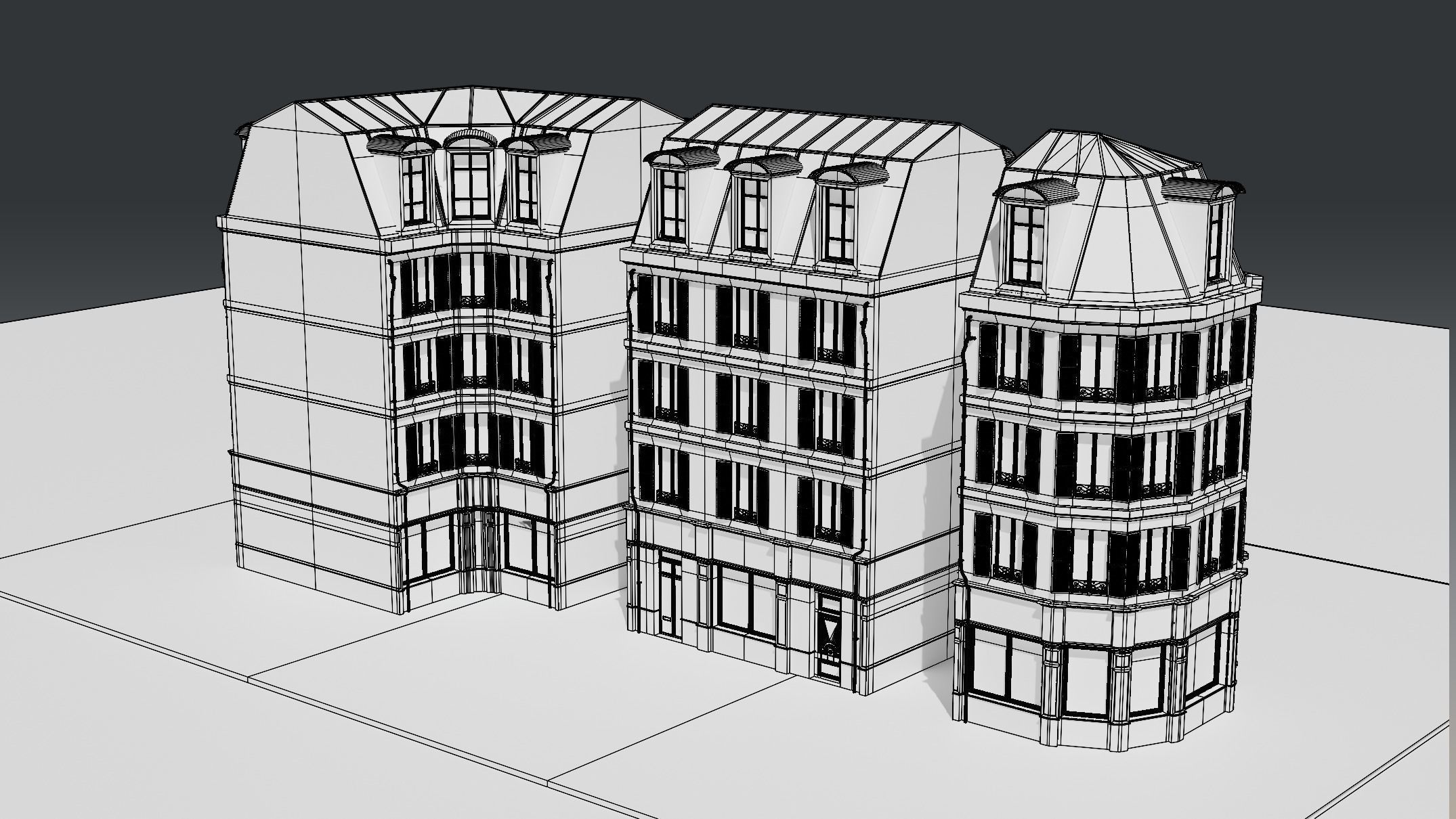 3 Piece Parisian Apartment Building Free 3D model_10