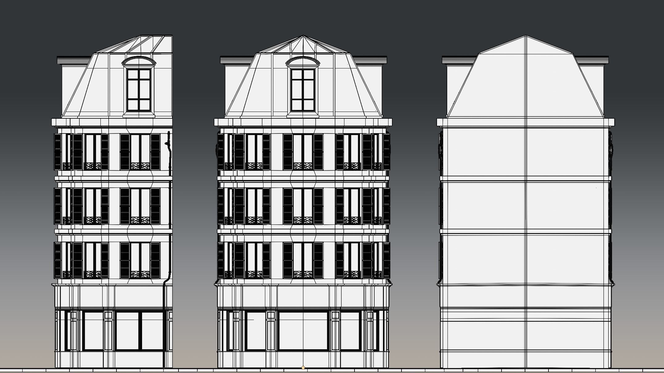 3 Piece Parisian Apartment Building Free 3D model_8