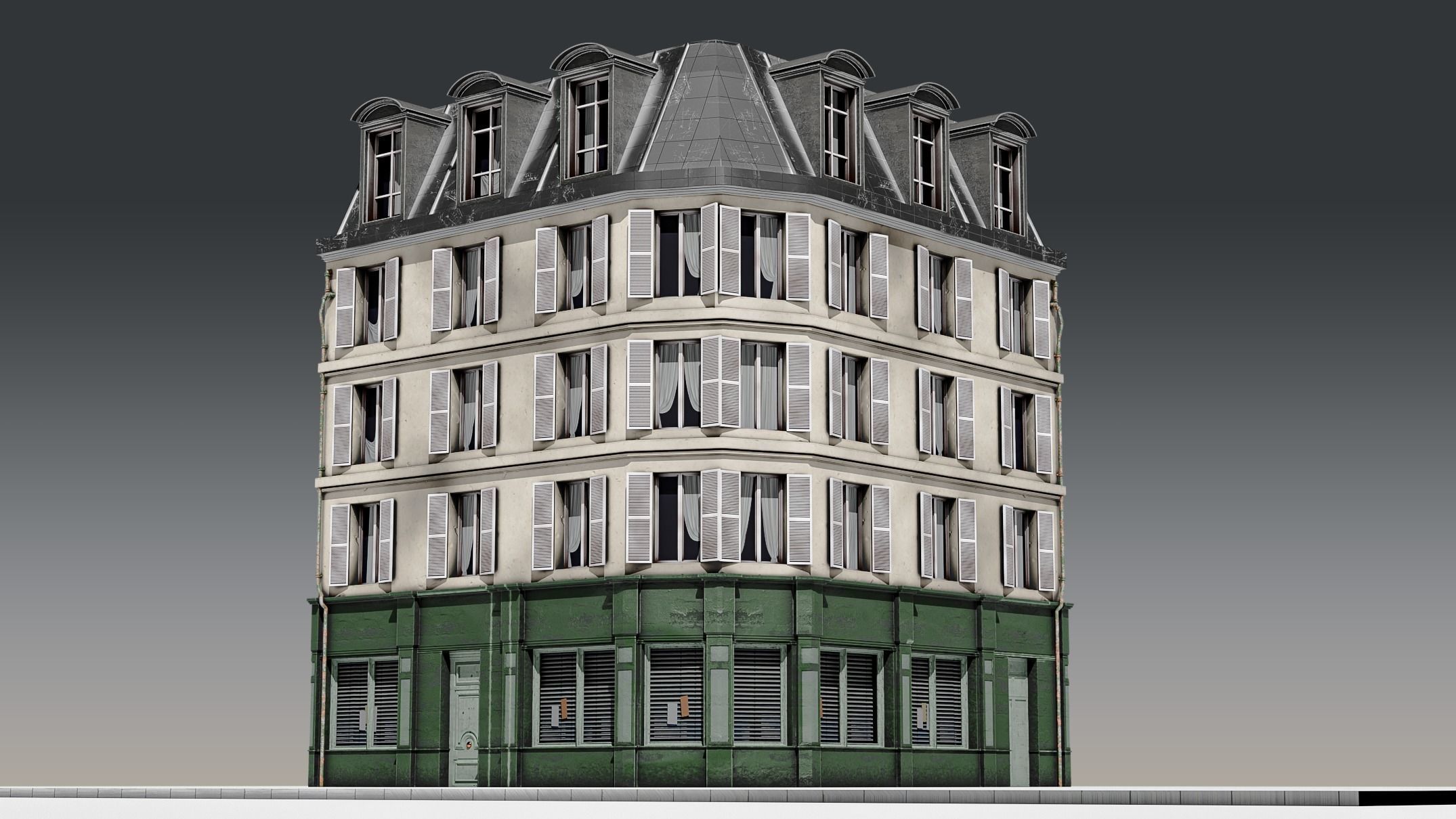 3 Piece Parisian Apartment Building Free 3D model_12