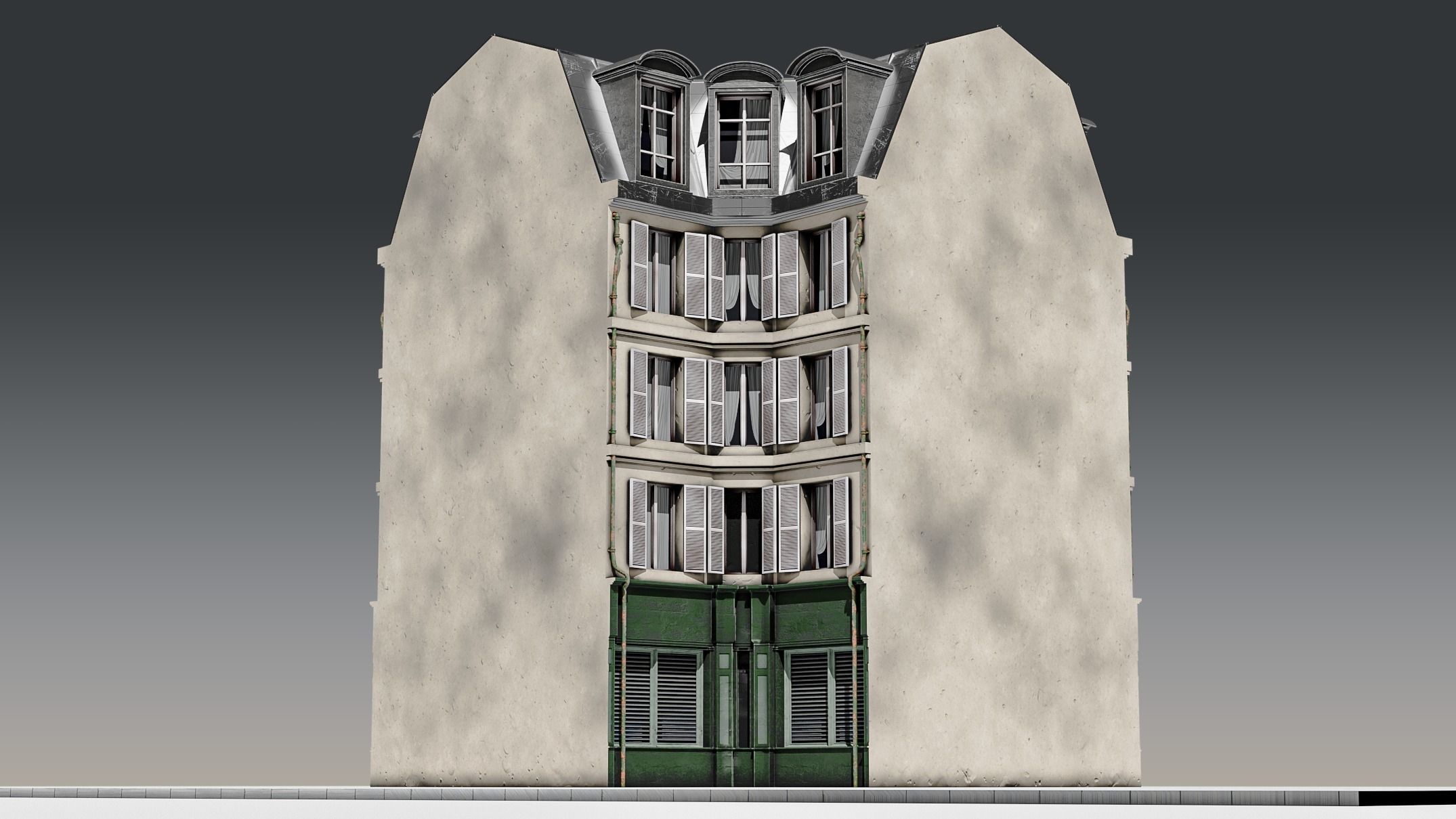 3 Piece Parisian Apartment Building Free 3D model_13