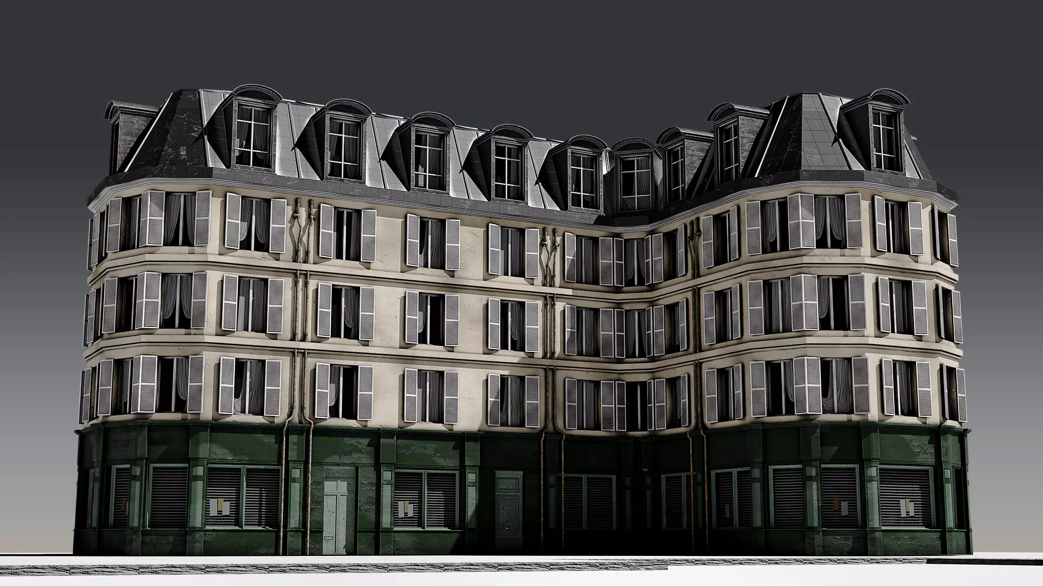 3 Piece Parisian Apartment Building Free 3D model_0
