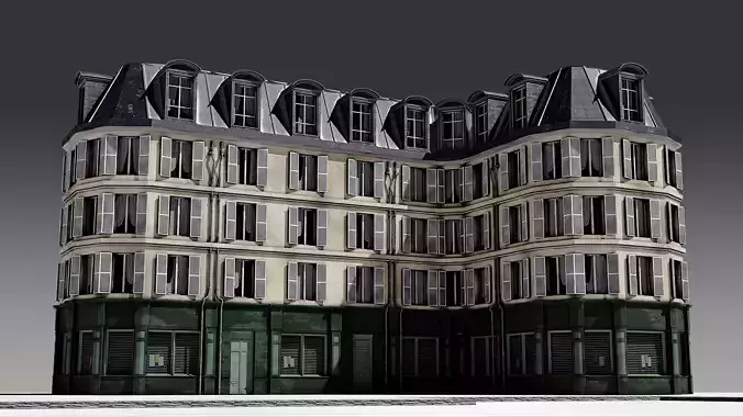 3 Piece Parisian Apartment Building Free 3D model