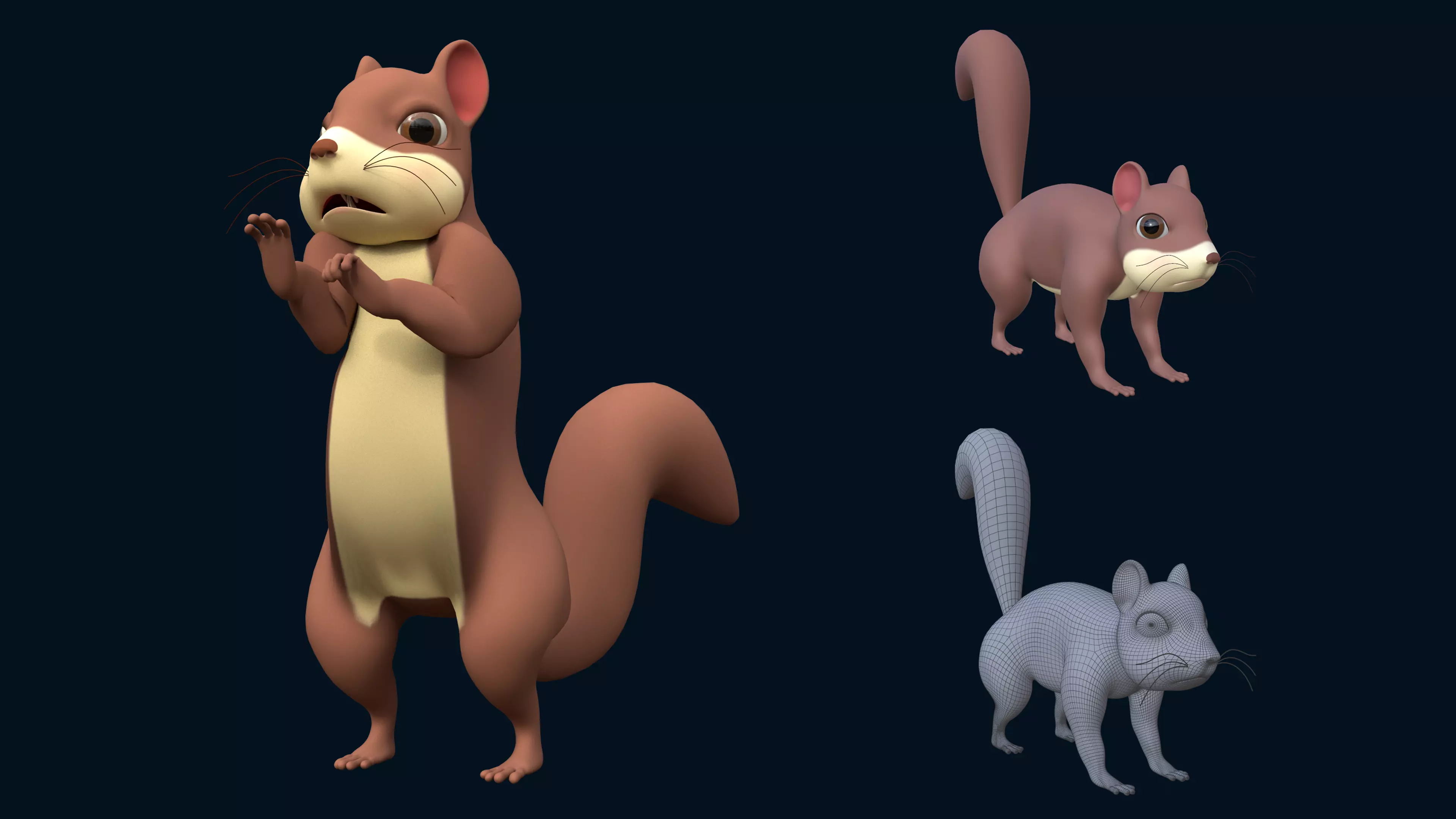Asset - Cartoons - Animal - Squirel Rigged 3D model 3D model_0