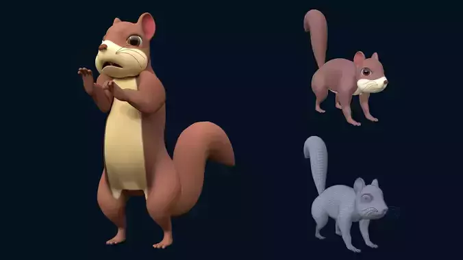 Asset - Cartoons - Animal - Squirel Rigged 3D model