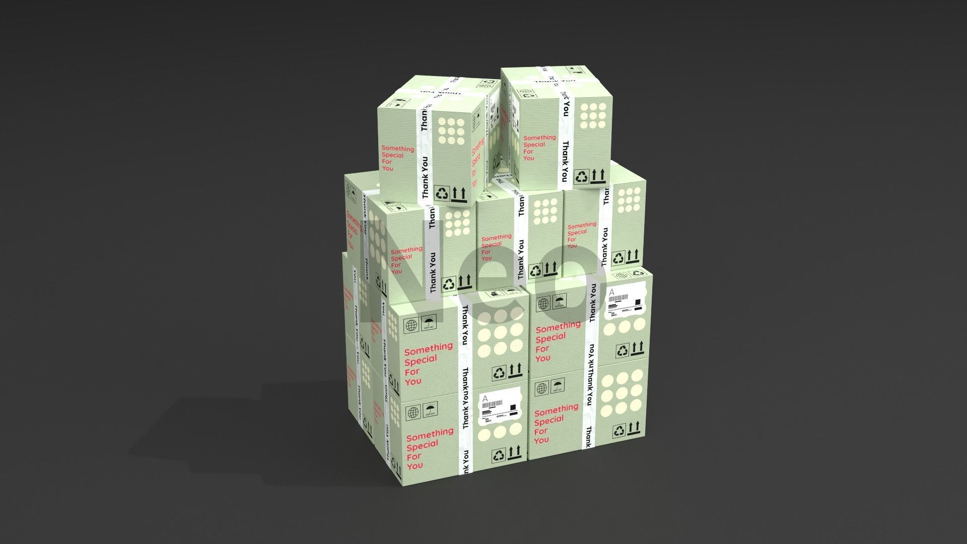 Cardboard Boxes Collection Low-poly 3D model_7