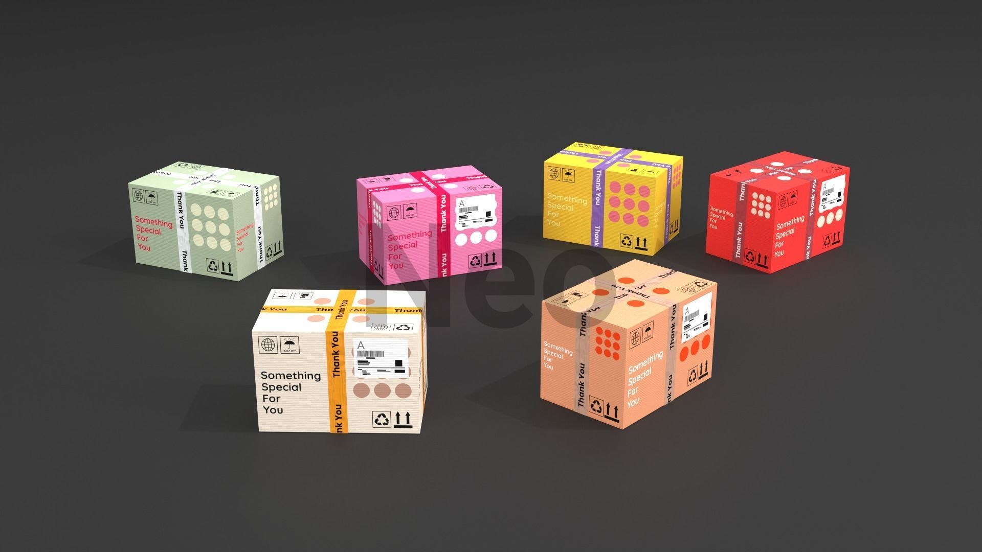 Cardboard Boxes Collection Low-poly 3D model_4