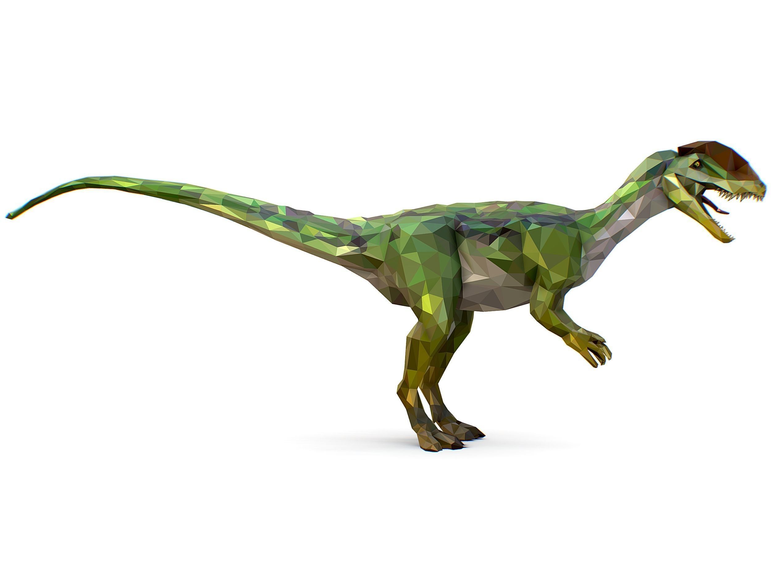 Dinosaur Dilo Green Lowpoly Art Style Animal Low-poly 3D model Low-poly 3D model_8