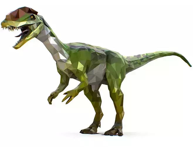 Dinosaur Dilo Green Lowpoly Art Style Animal Low-poly 3D model Low-poly 3D model