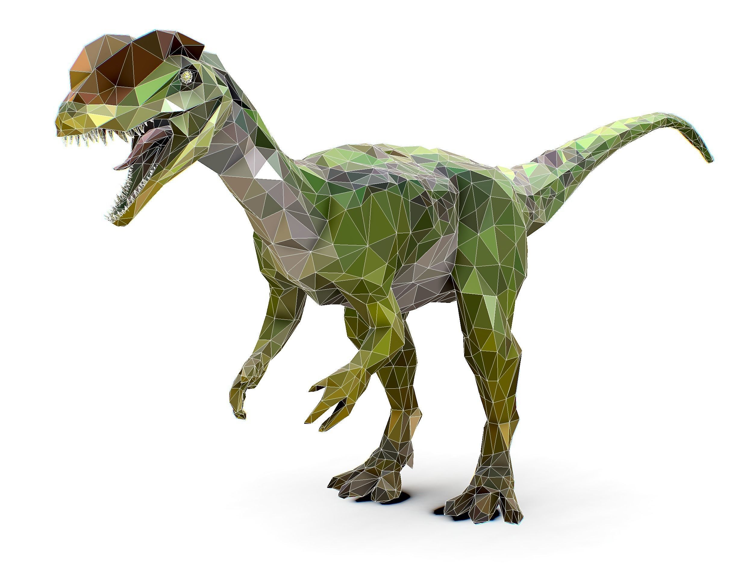 Dinosaur Dilo Green Lowpoly Art Style Animal Low-poly 3D model Low-poly 3D model_30