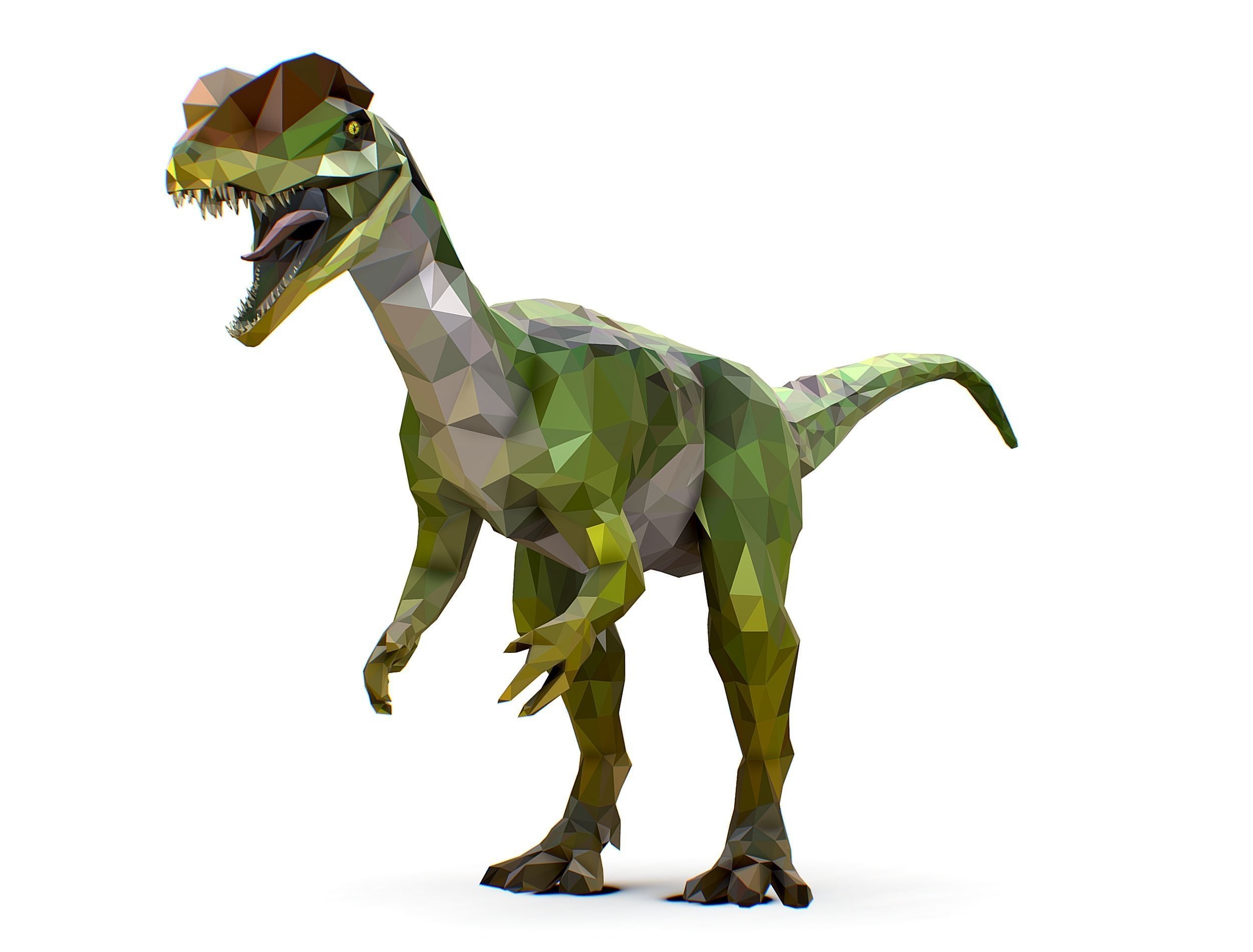 Dinosaur Dilo Green Lowpoly Art Style Animal Low-poly 3D model Low-poly 3D model_1