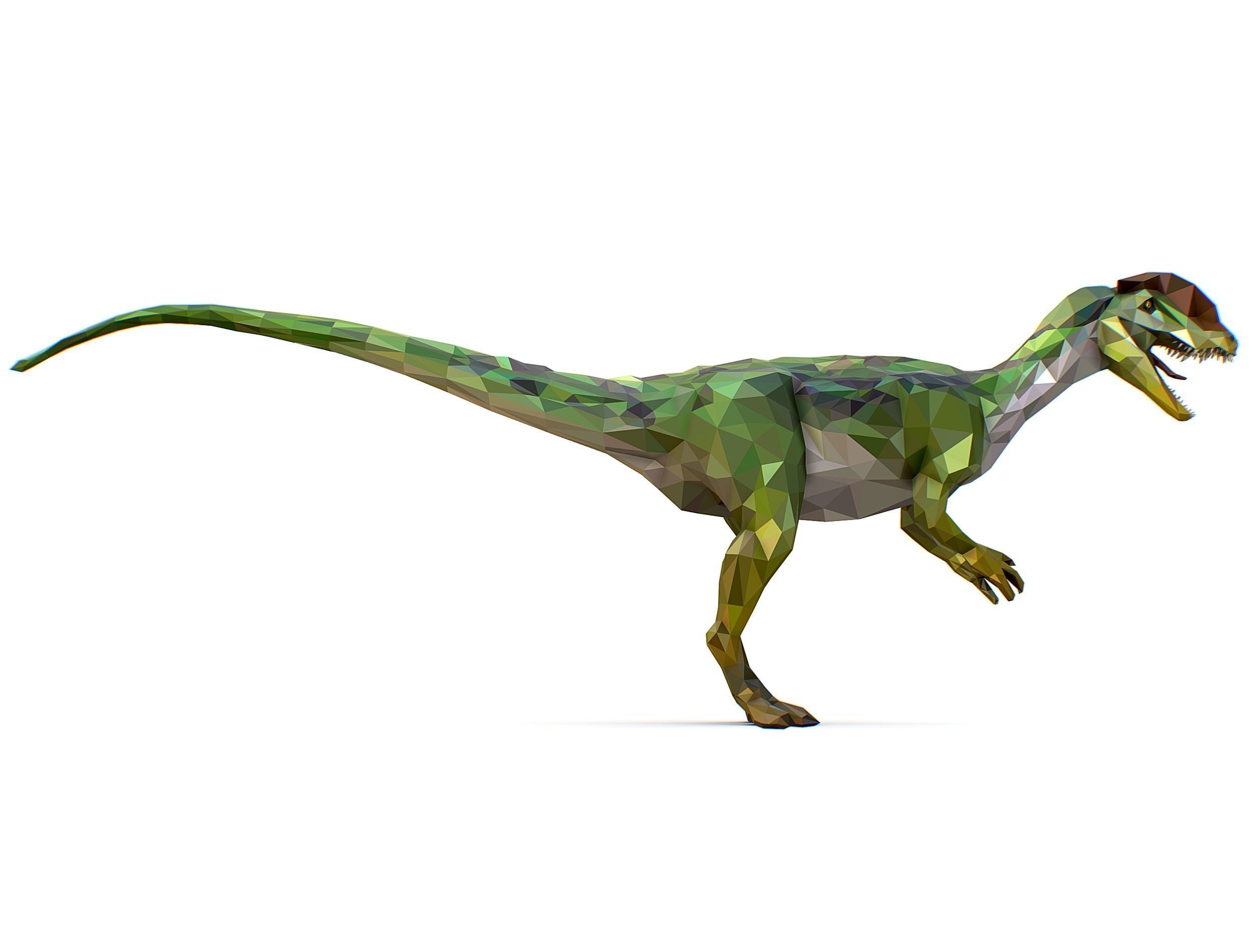 Dinosaur Dilo Green Lowpoly Art Style Animal Low-poly 3D model Low-poly 3D model_24