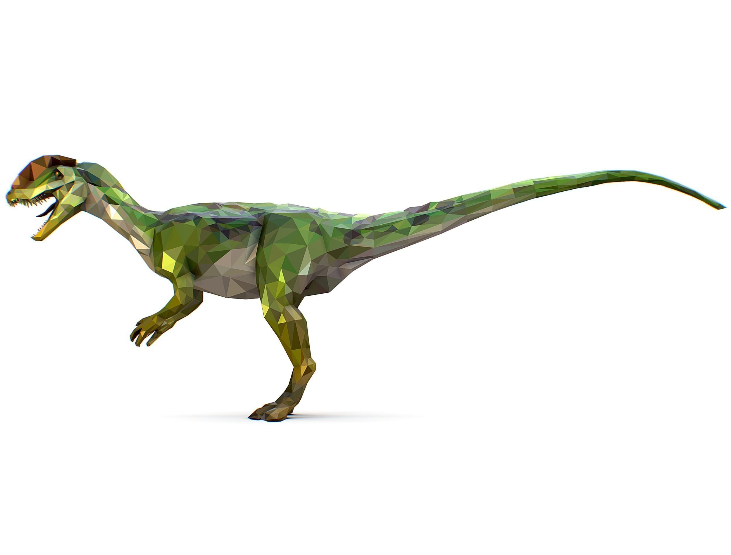 Dinosaur Dilo Green Lowpoly Art Style Animal Low-poly 3D model Low-poly 3D model_22