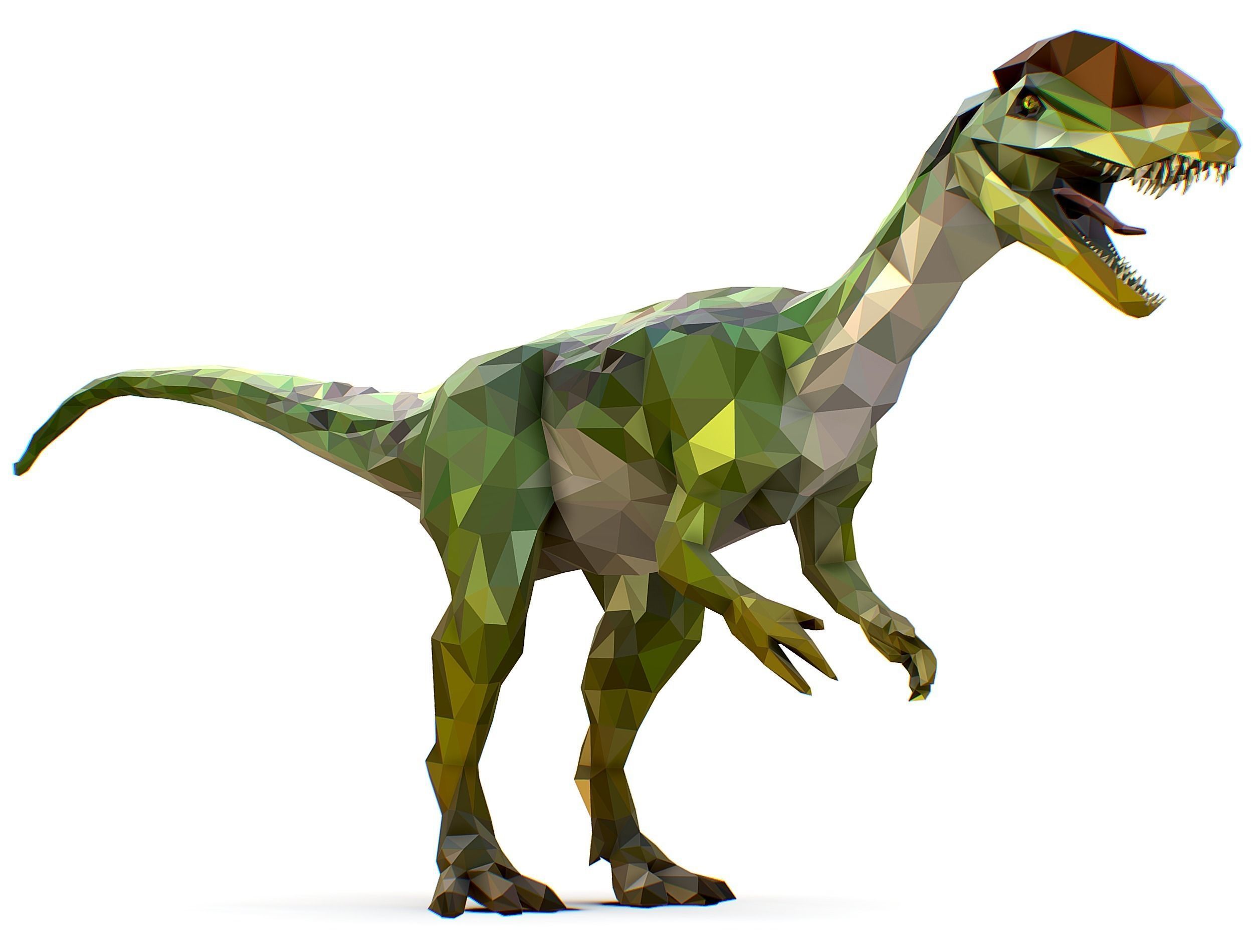 Dinosaur Dilo Green Lowpoly Art Style Animal Low-poly 3D model Low-poly 3D model_7
