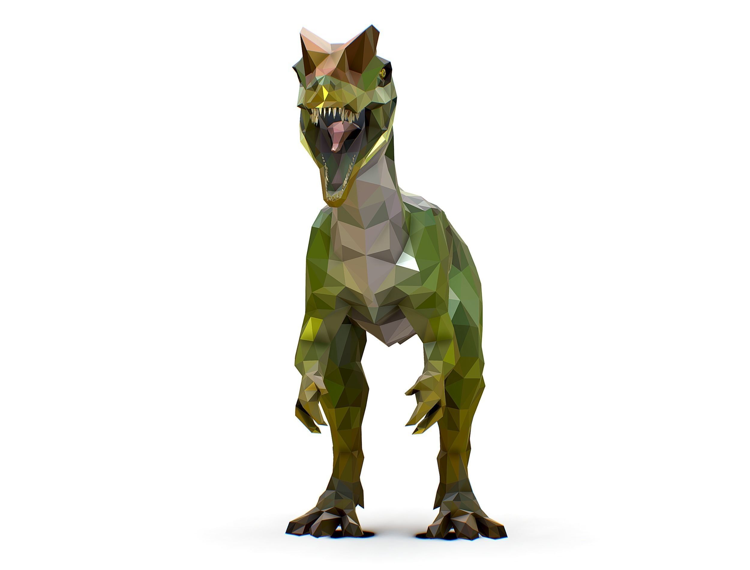 Dinosaur Dilo Green Lowpoly Art Style Animal Low-poly 3D model Low-poly 3D model_3