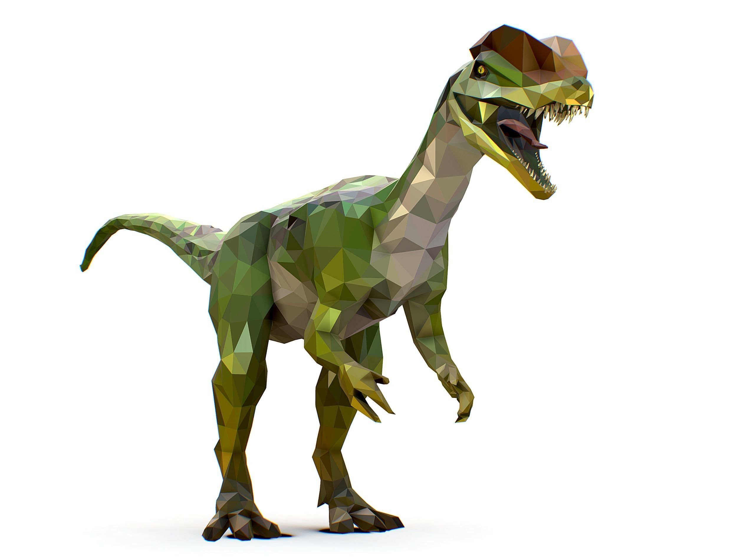 Dinosaur Dilo Green Lowpoly Art Style Animal Low-poly 3D model Low-poly 3D model_6