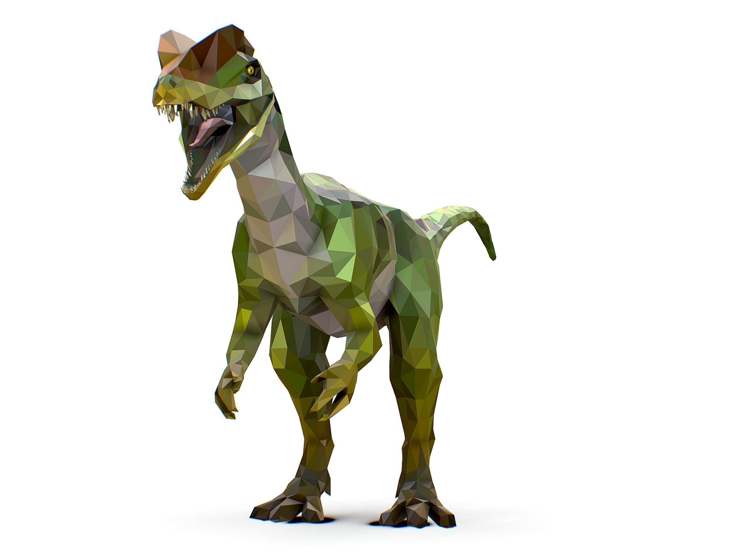 Dinosaur Dilo Green Lowpoly Art Style Animal Low-poly 3D model Low-poly 3D model_2