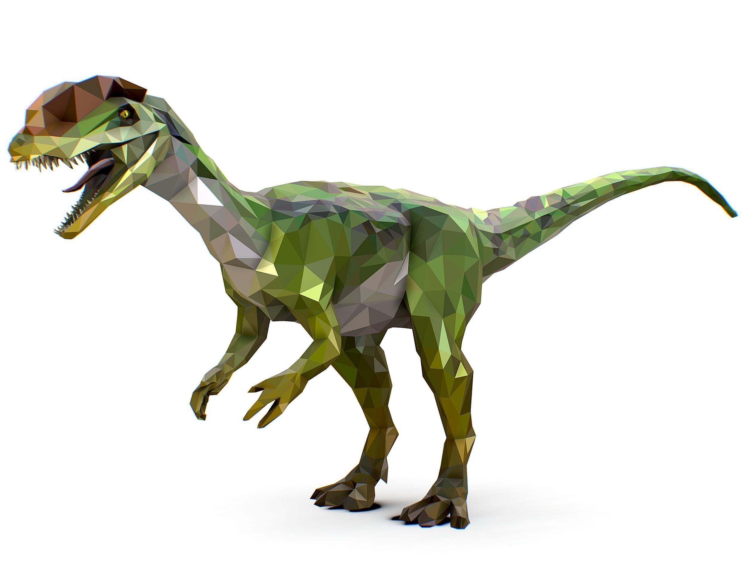 Dinosaur Dilo Green Lowpoly Art Style Animal Low-poly 3D model Low-poly 3D model_21