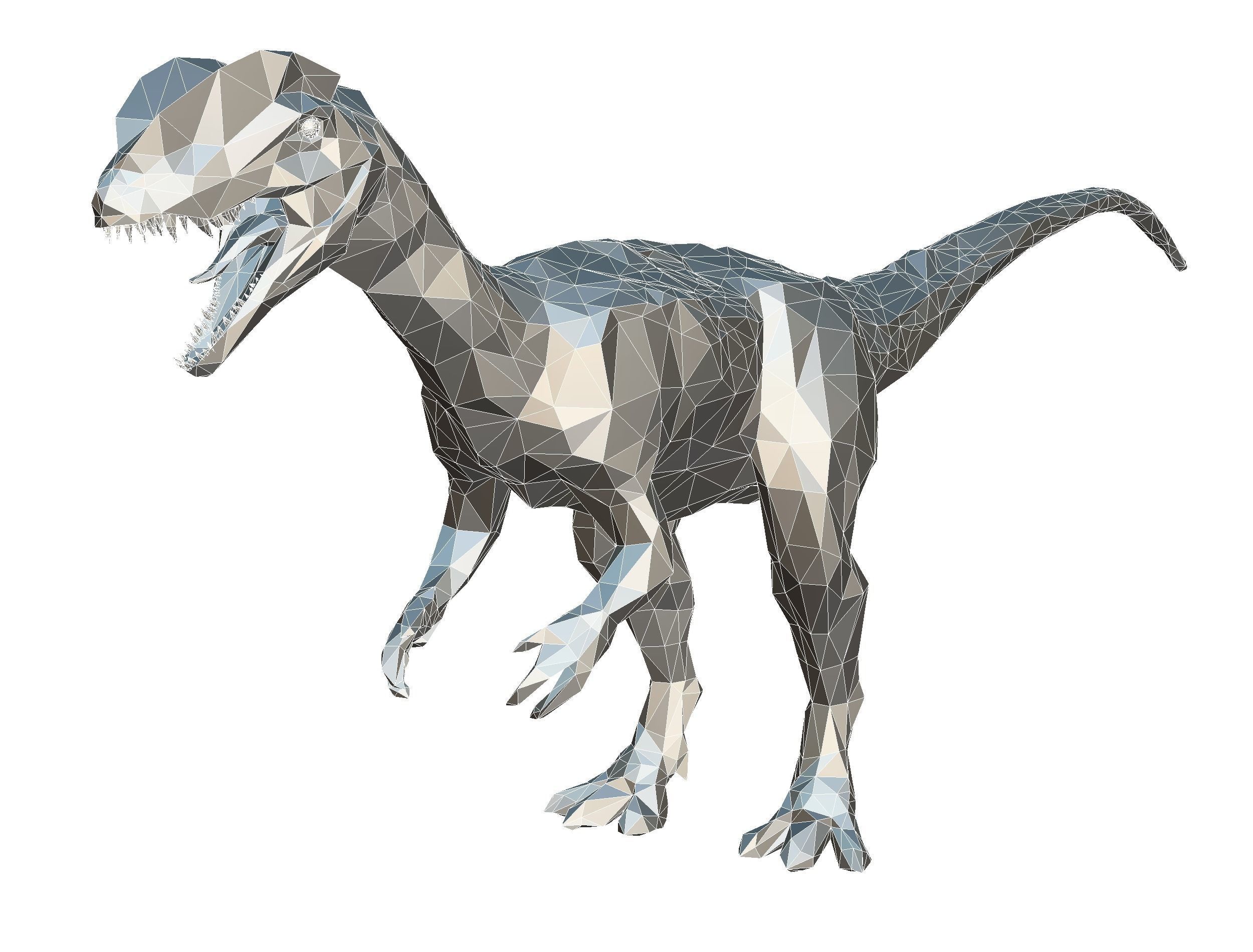 Dinosaur Dilo Green Lowpoly Art Style Animal Low-poly 3D model Low-poly 3D model_31