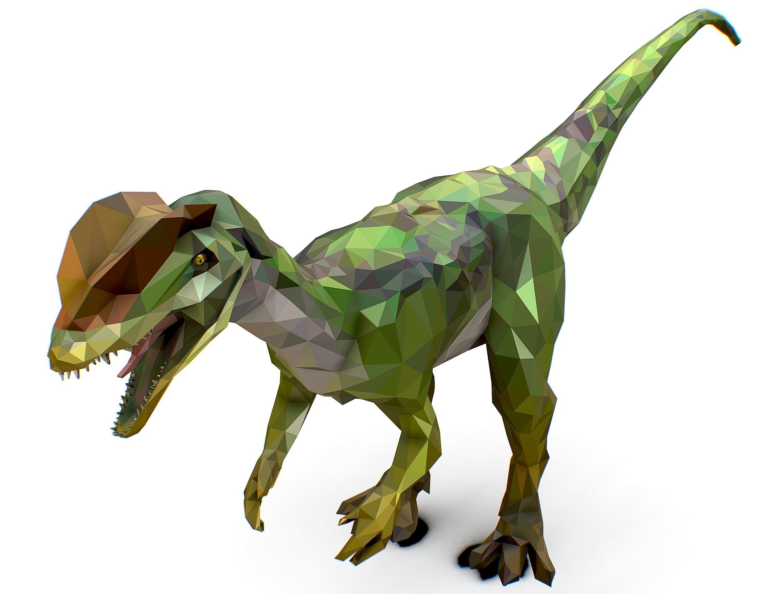 Dinosaur Dilo Green Lowpoly Art Style Animal Low-poly 3D model Low-poly 3D model_26