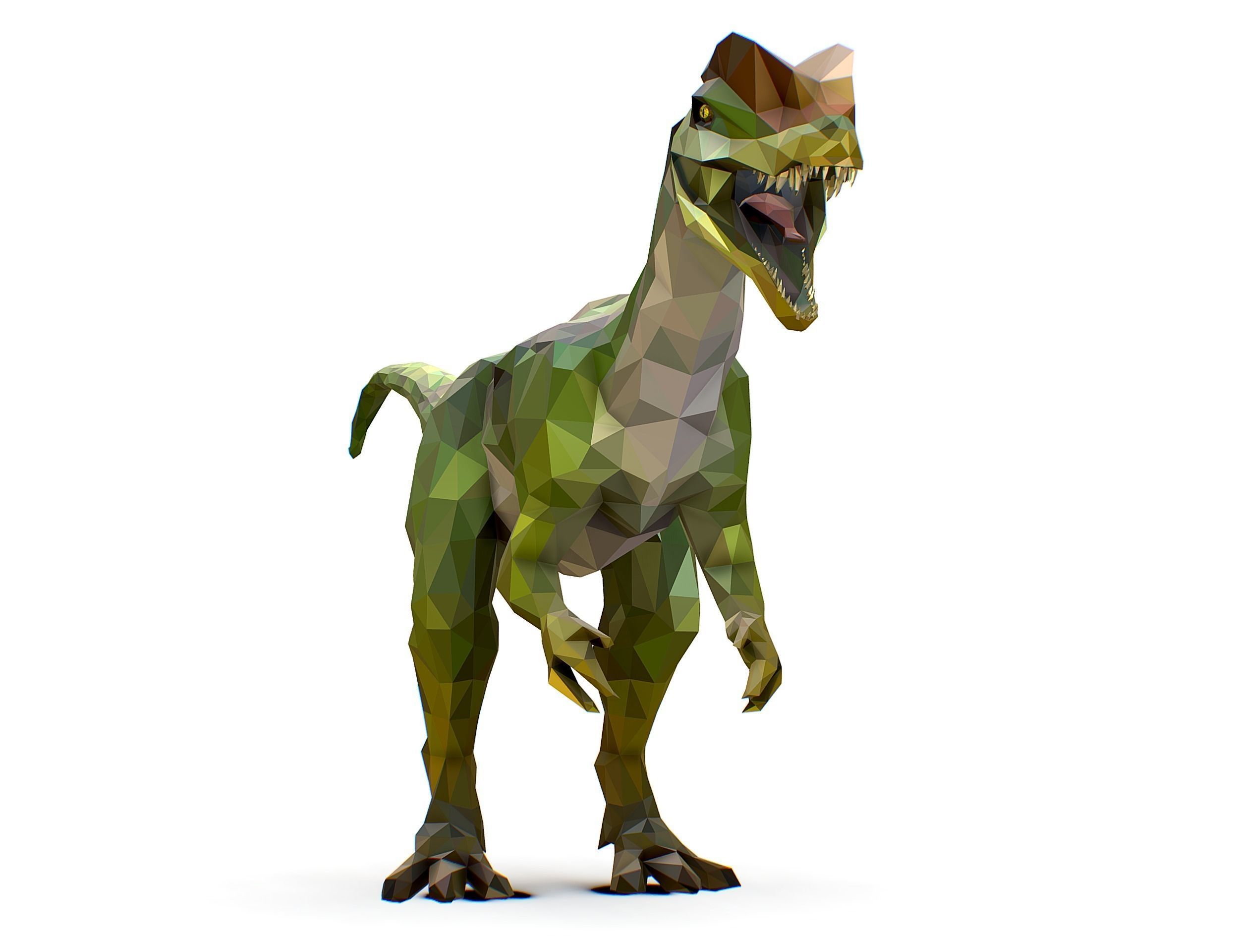 Dinosaur Dilo Green Lowpoly Art Style Animal Low-poly 3D model Low-poly 3D model_5