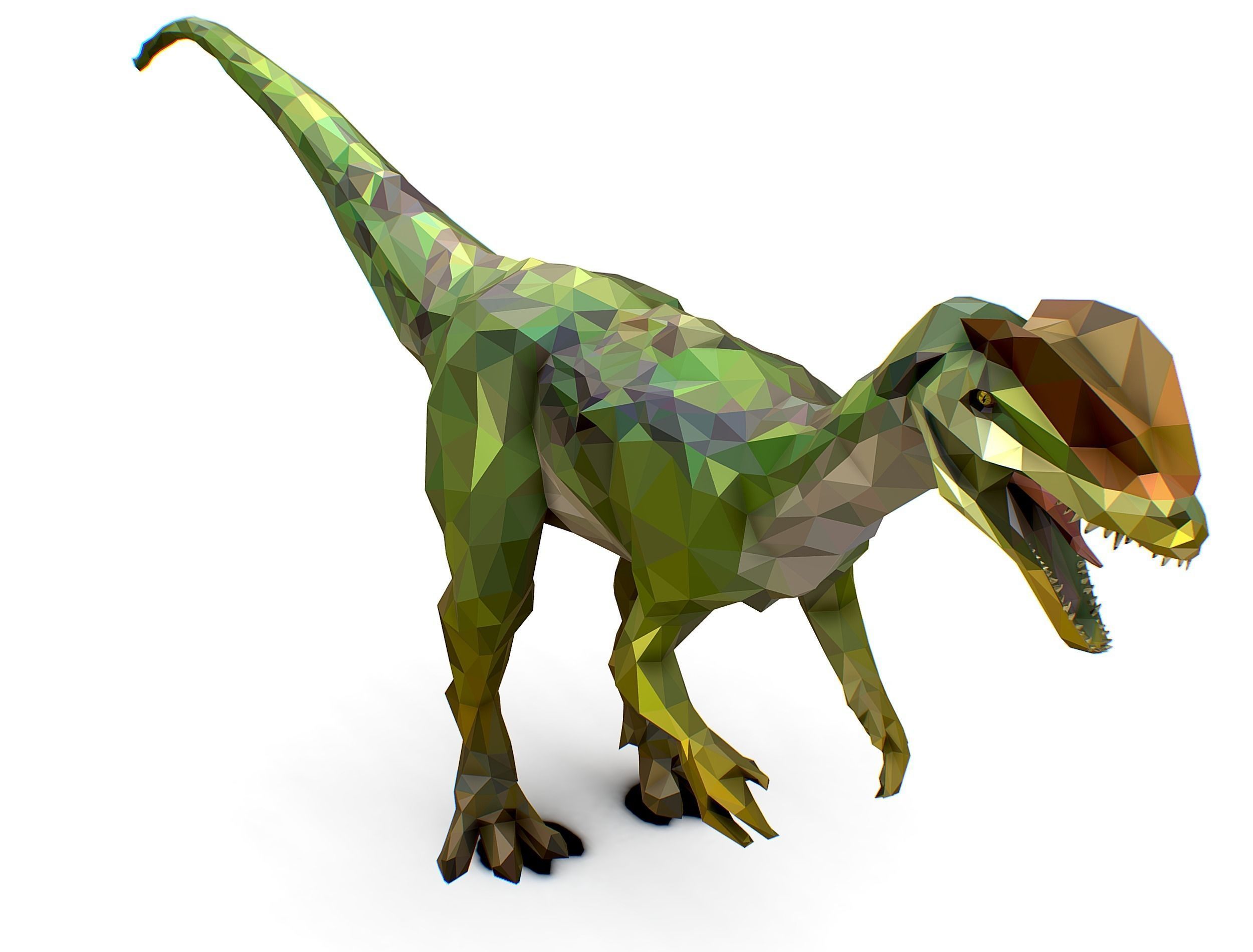 Dinosaur Dilo Green Lowpoly Art Style Animal Low-poly 3D model Low-poly 3D model_27