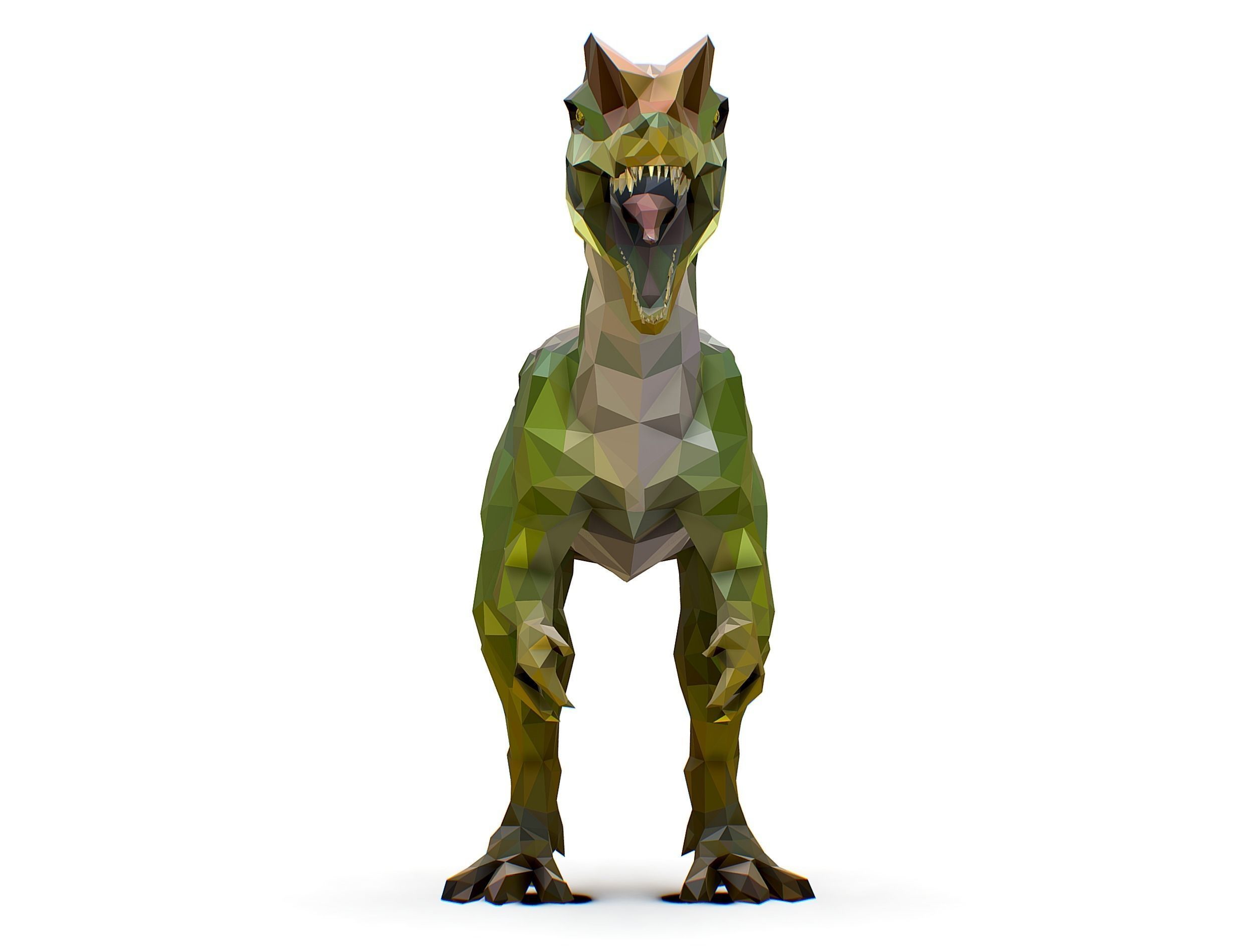 Dinosaur Dilo Green Lowpoly Art Style Animal Low-poly 3D model Low-poly 3D model_4