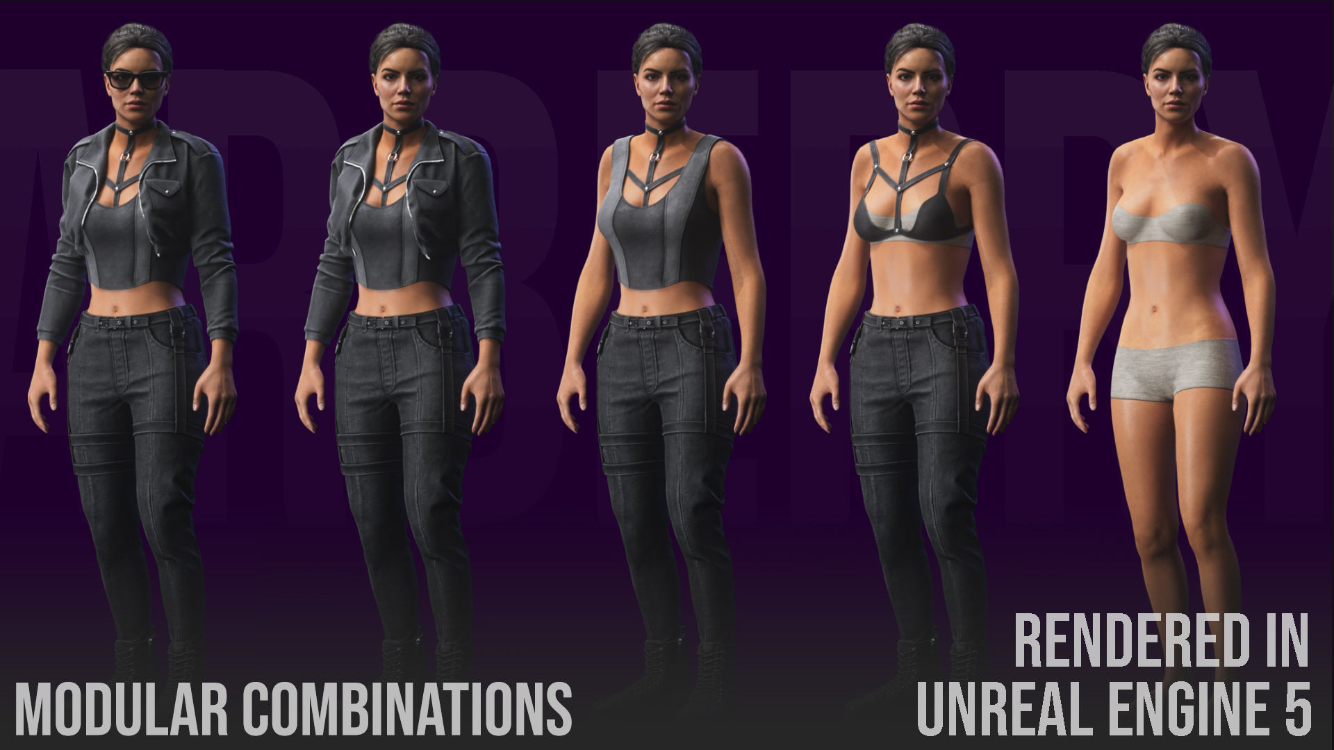 Modular Girl 01 Low-poly 3D model_9