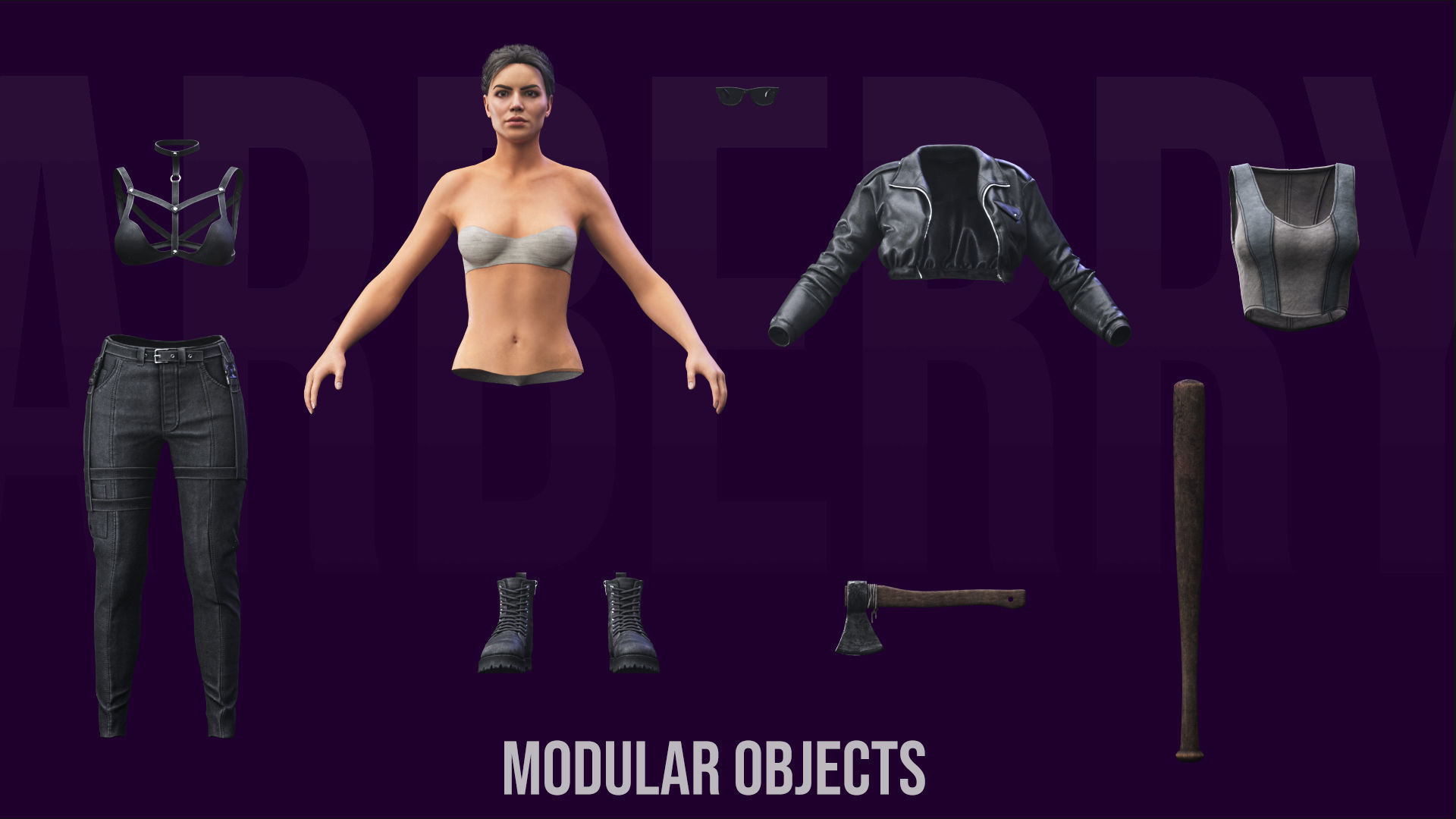 Modular Girl 01 Low-poly 3D model_11