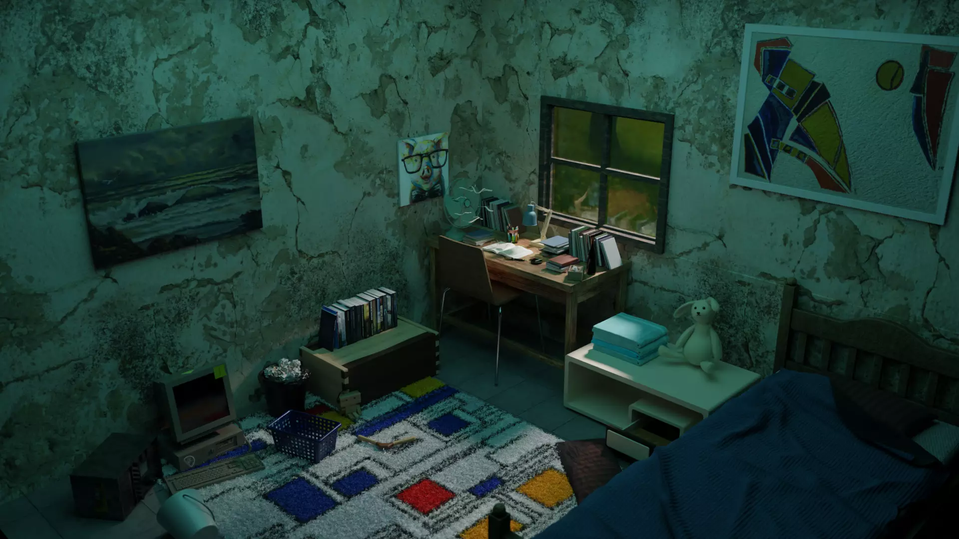 Messy Room 3D Interior Design Made With Blender 3D model_0