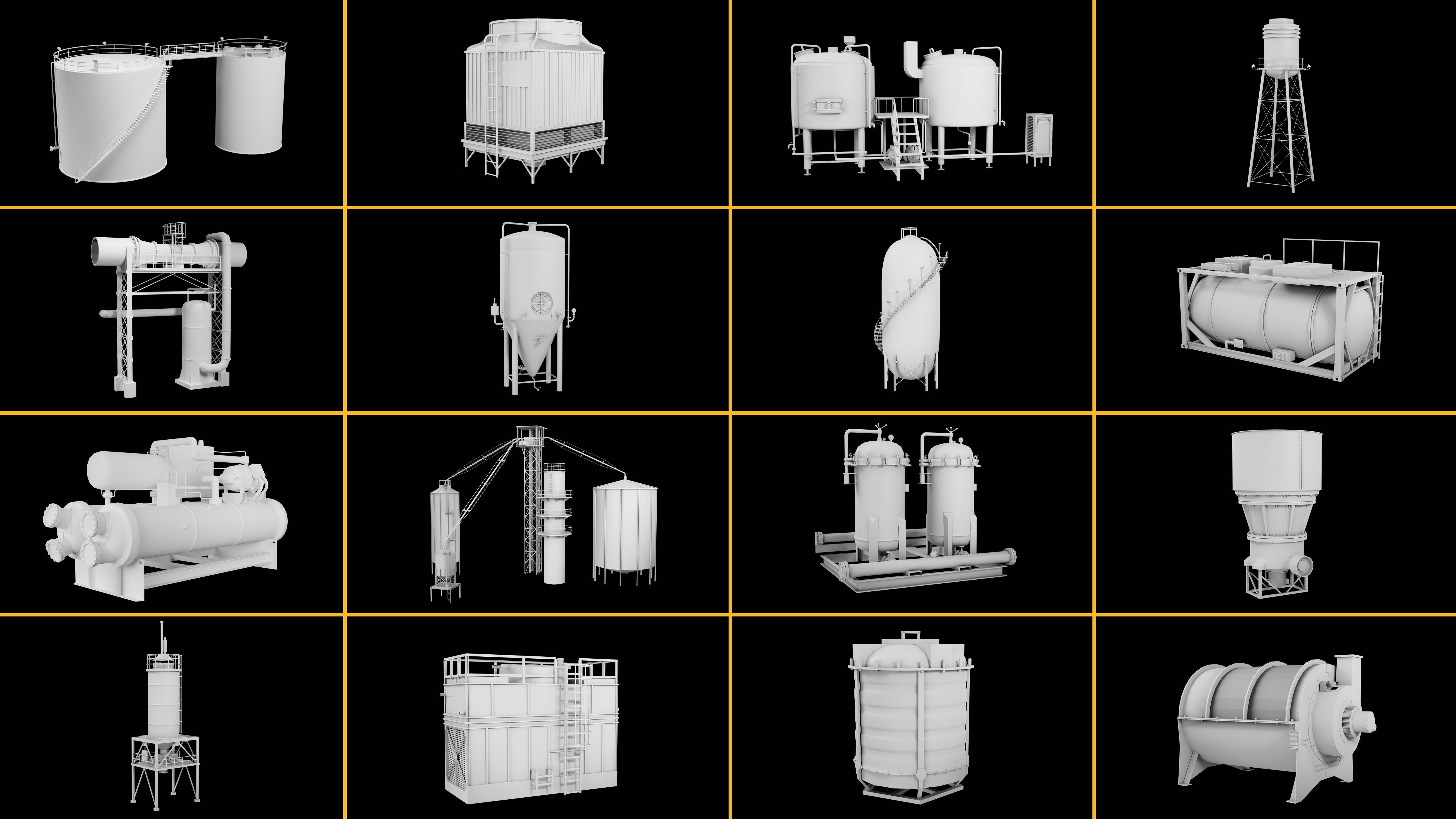 refinery and industrail kitbash 3D model_23