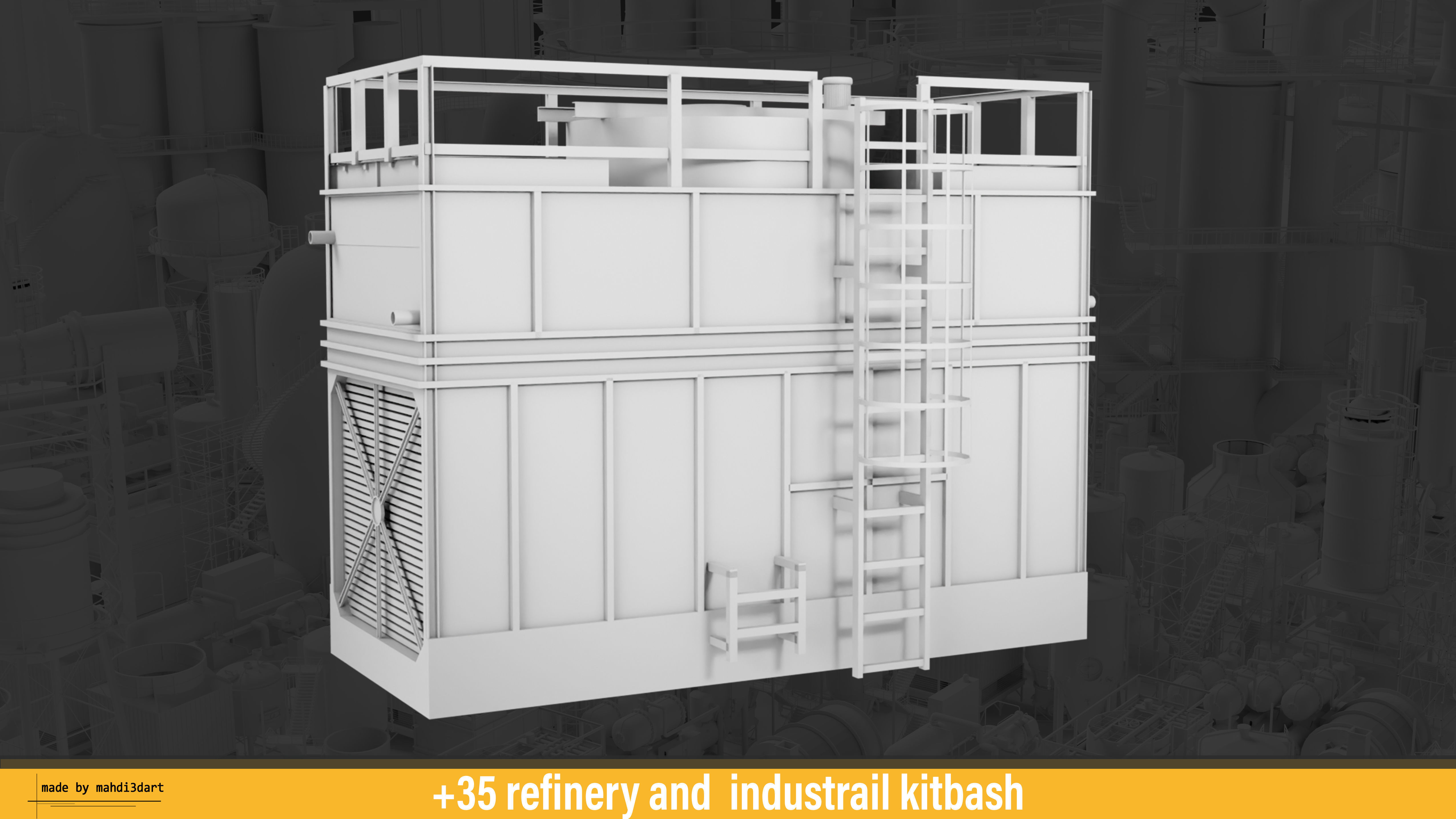 refinery and industrail kitbash 3D model_17