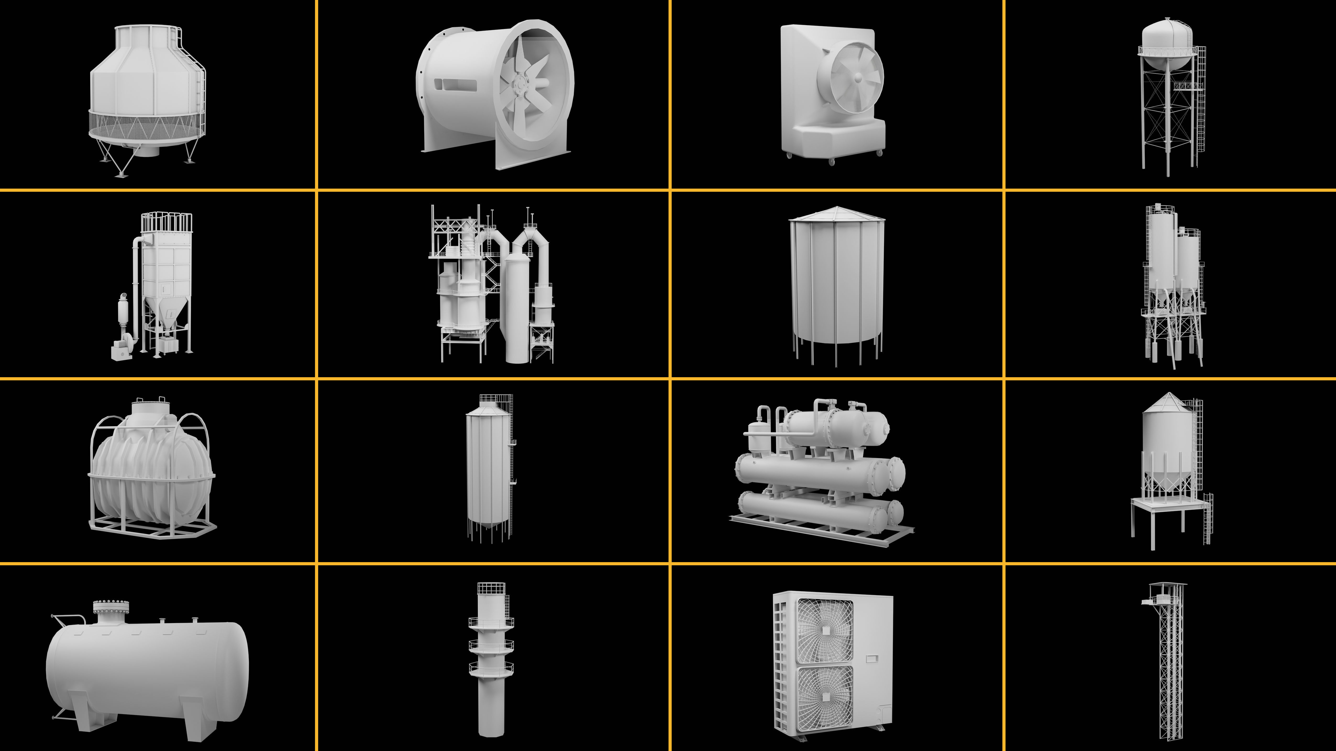 refinery and industrail kitbash 3D model_22