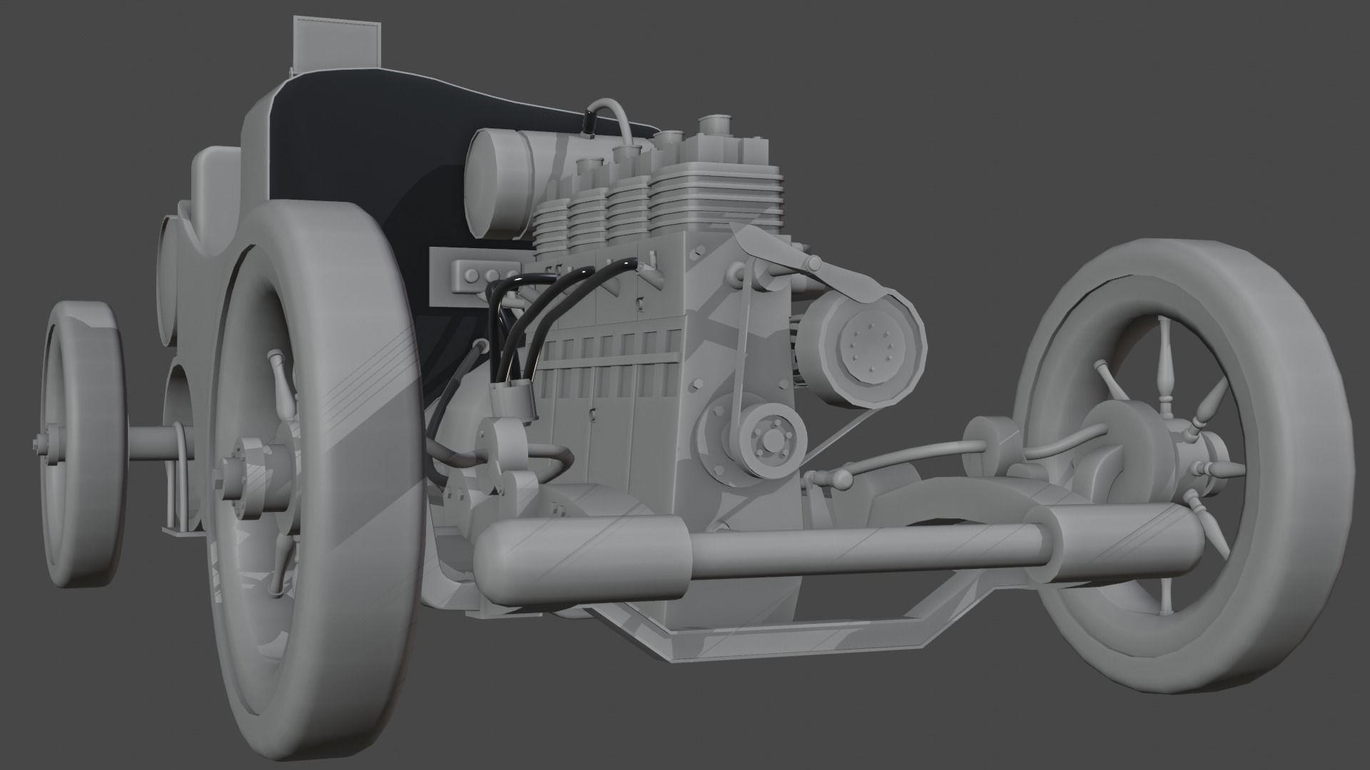 Old Vintage Racing Car 3D Model Made With Blender 3D model_6