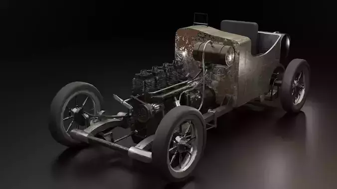 Old Vintage Racing Car 3D Model Made With Blender