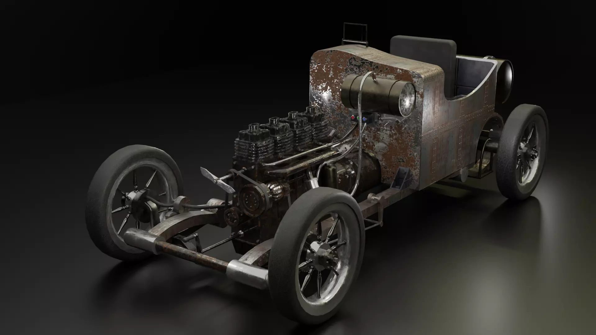 Old Vintage Racing Car 3D Model Made With Blender 3D model_0