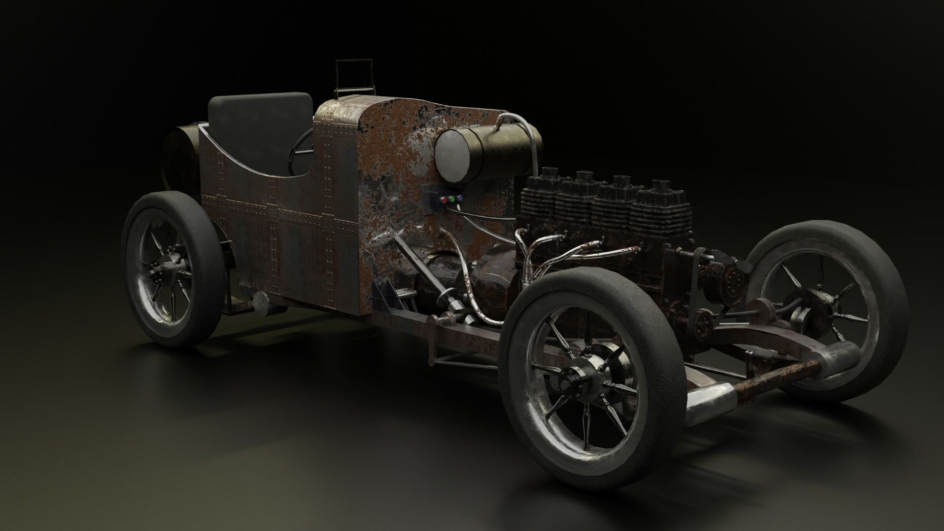 Old Vintage Racing Car 3D Model Made With Blender 3D model_2